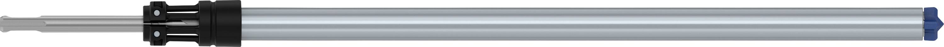 A telescopic metal tube that can be extended, with black connecting pieces at both ends.