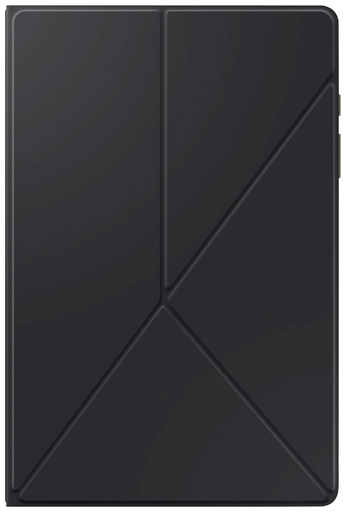 Black, geometrically shaped case with triangular patterns, likely for a tablet or a technical device.
