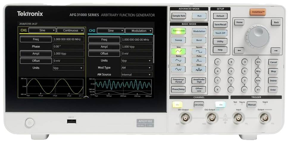 Tektronix AFG31102 Mains-powered 0.000001 Hz - 100 MHz 2-channel