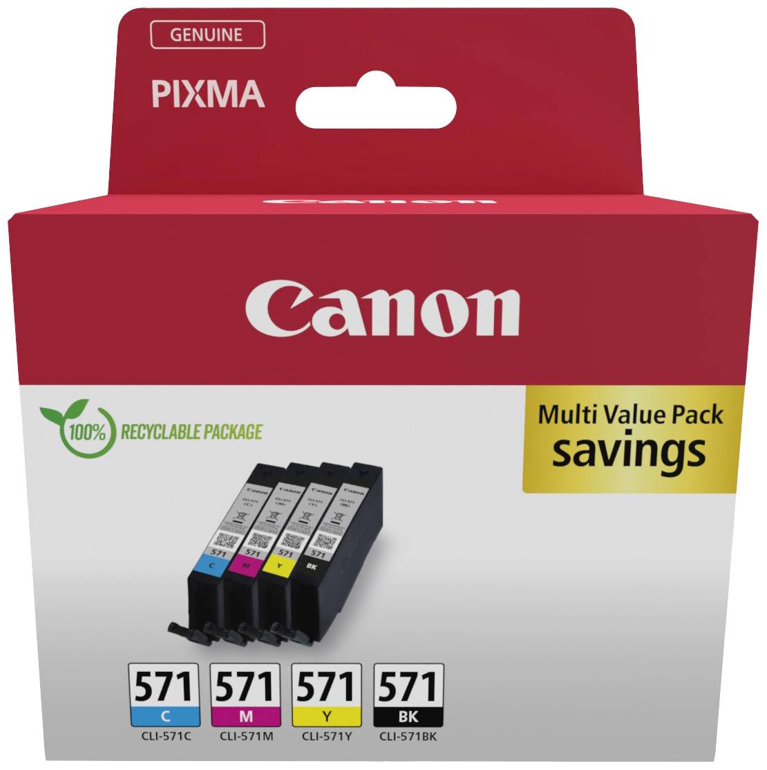 Canon Ink cartridge CLI-571 C/M/Y/BK Multipack Original Set Black, Cyan, Magenta, Yellow 0386C008