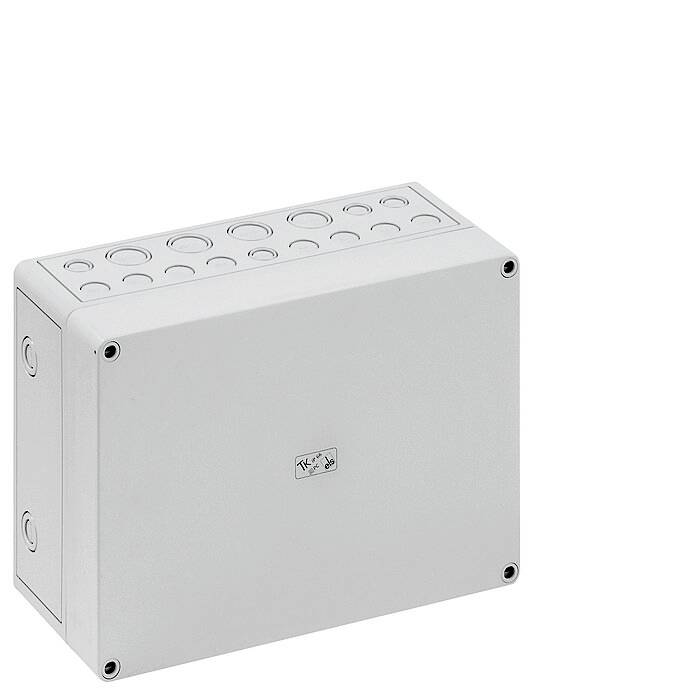 A rectangular, grey enclosure with multiple round holes on the top surface, suitable for electronic installations.