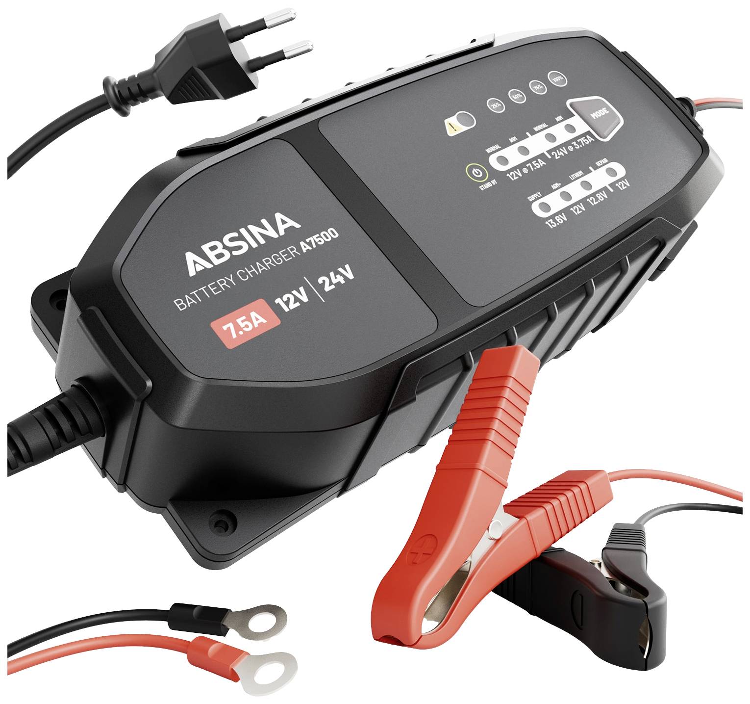 Absina 301015 Automatic charger 12 V, 24 V 7.5 A