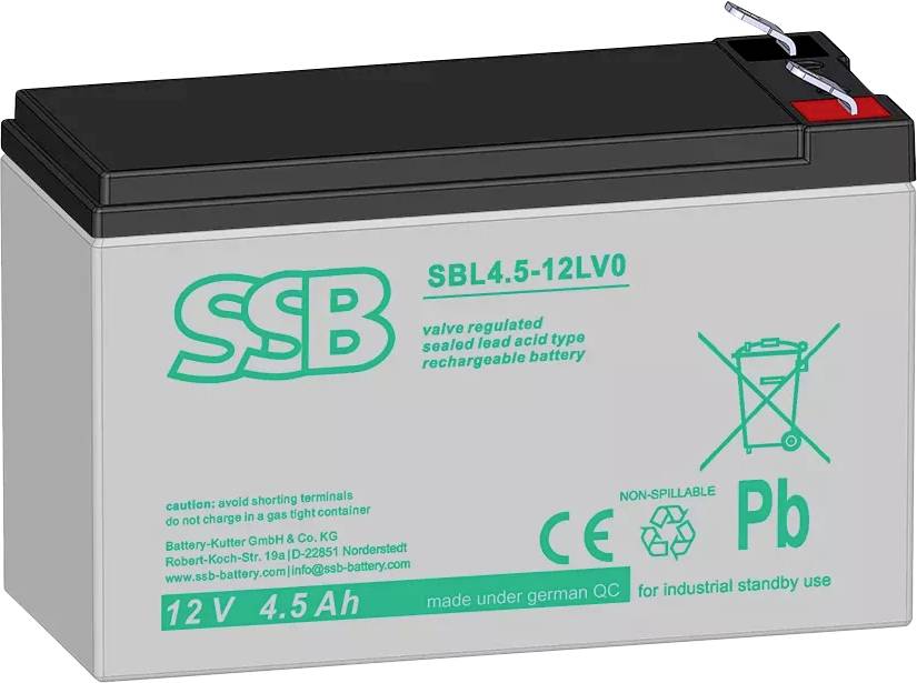 SSB Electronic SBL4.5-12LV0 149456 VRLA 12 V 4.5 Ah AGM (W x H x D) 38 x 100 x 140 mm