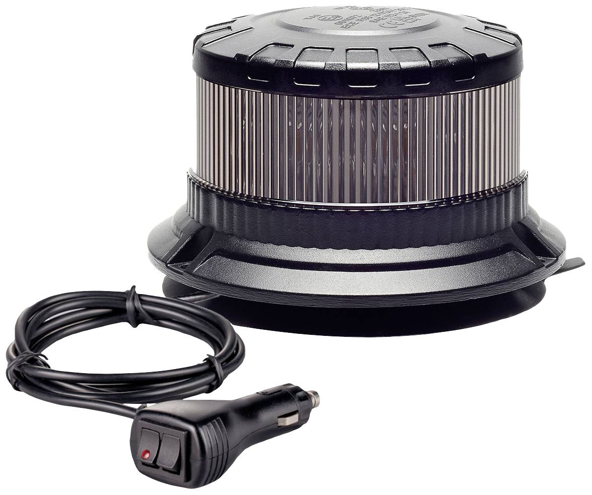 Black LED indicator for cars with spiral cable and cigarette lighter plug. Suitable for emergencies or warning signals.