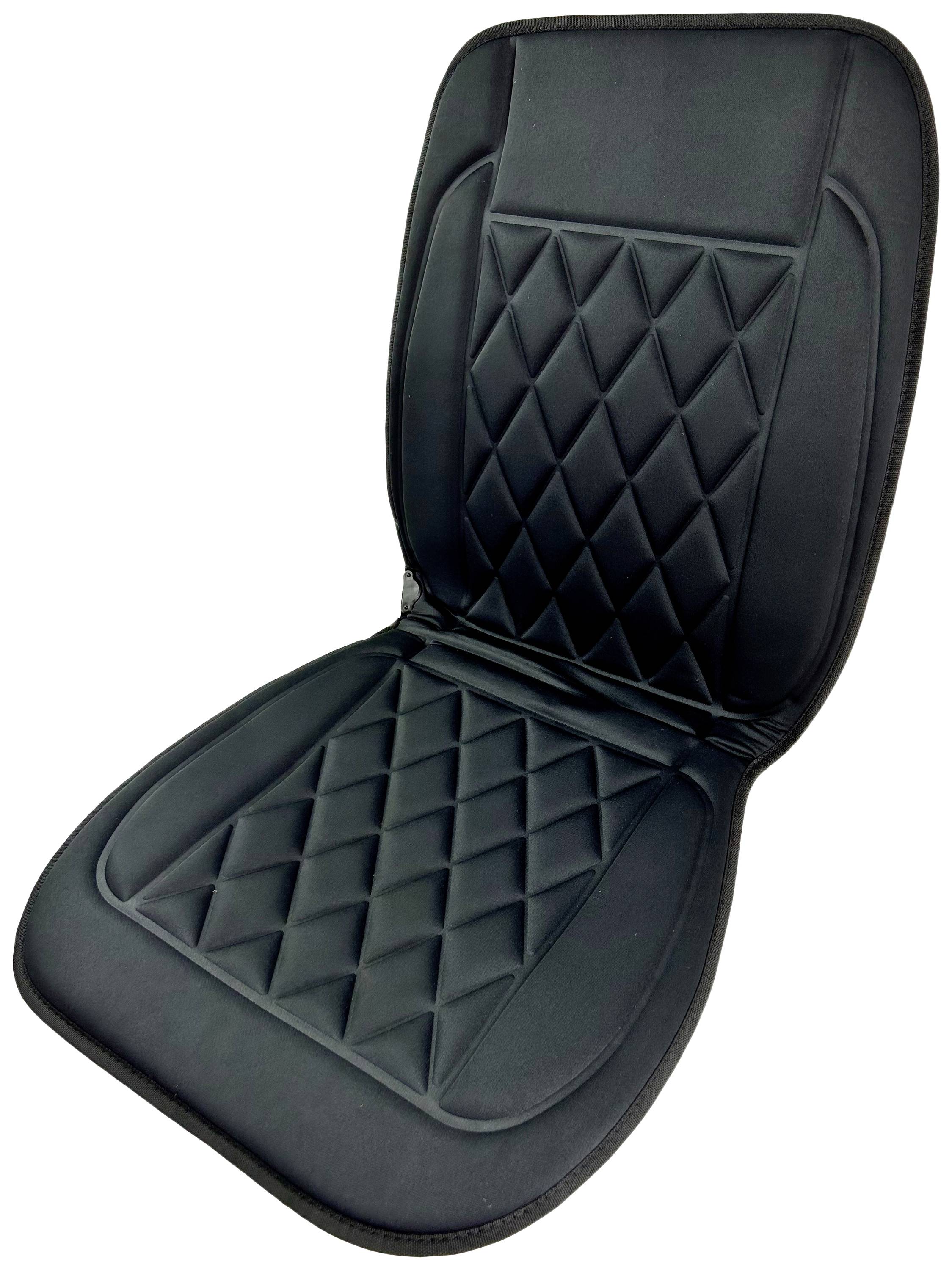 Black seat cushion made from material with a diamond-shaped pattern. Ergonomically designed to enhance seating comfort and support.