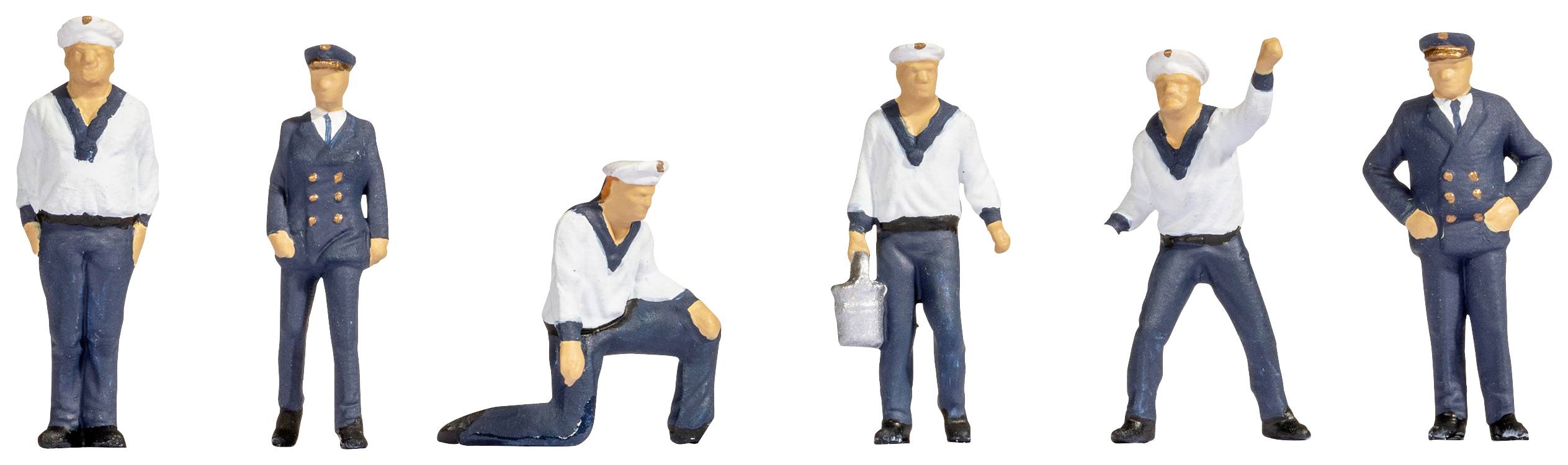 Several miniature figures in sailors' uniforms in various poses.