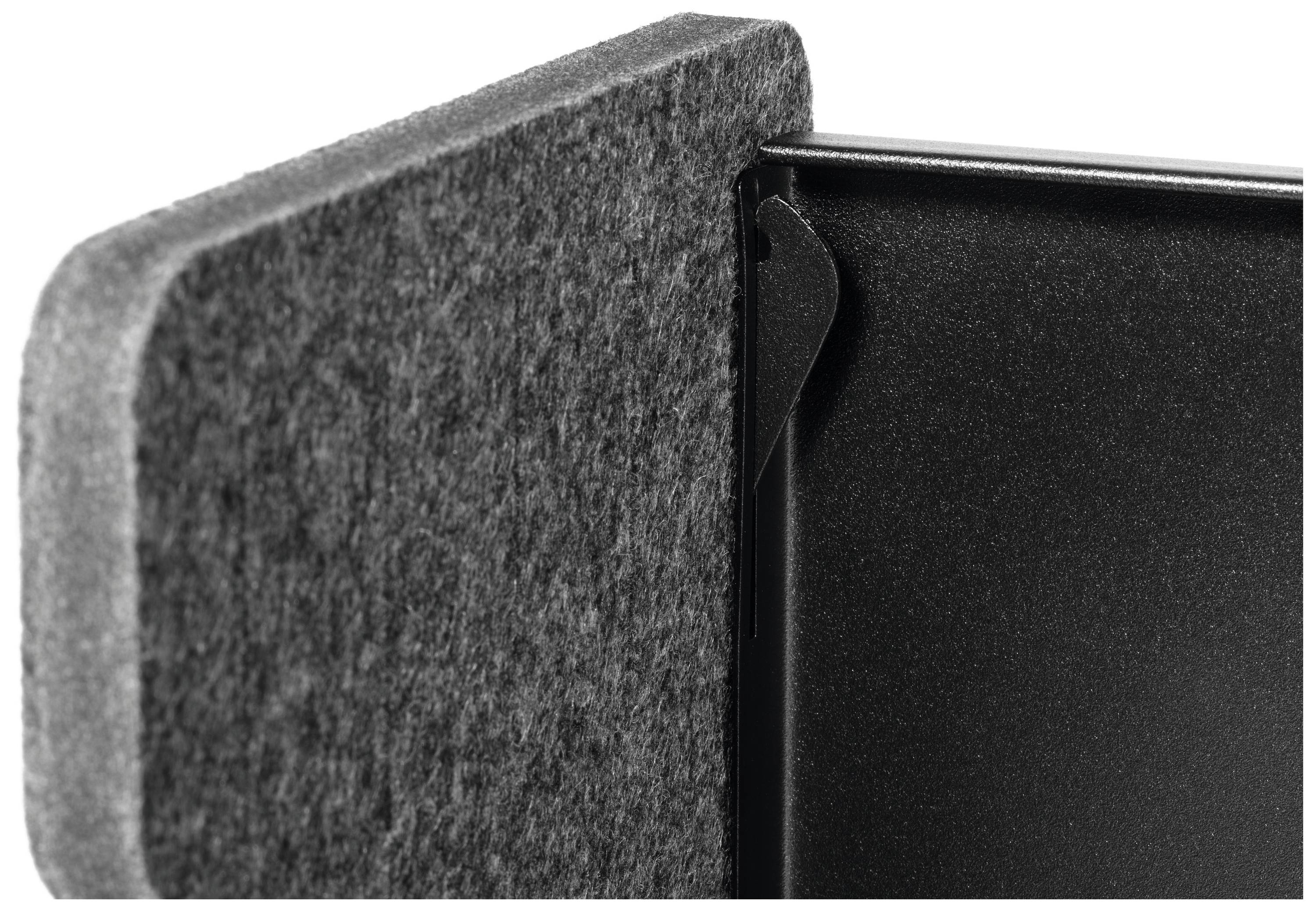 Close-up of a felt corner protector for a digital device, showing the texture and protective angle.