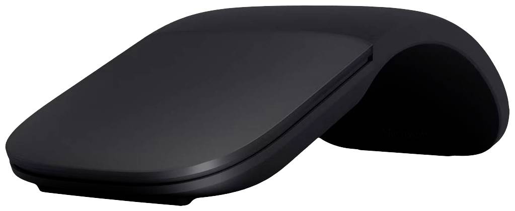 Black ergonomic computer mouse with a curved design and smooth surface. Ideal for comfortable computer work.