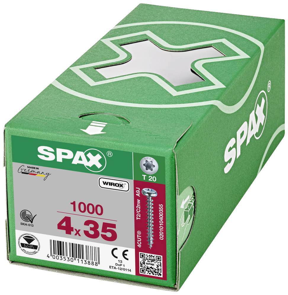 SPAX 0201010400355 Wood screw 4 mm 35 mm T-Star Plus Steel WIROX 1000 pc(s)