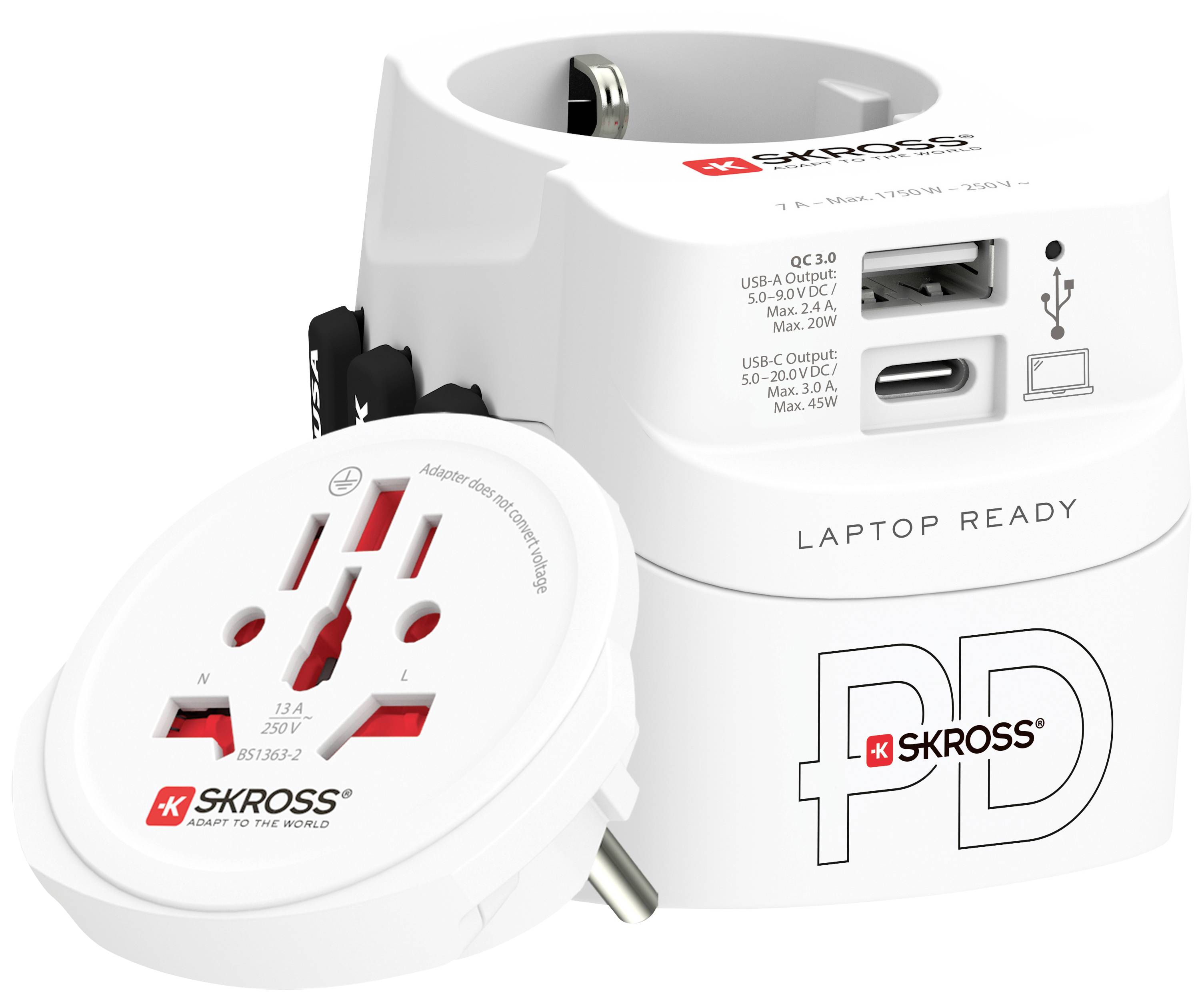 Skross 1.302474 Travel adapter Pro Light USB AC45PD World