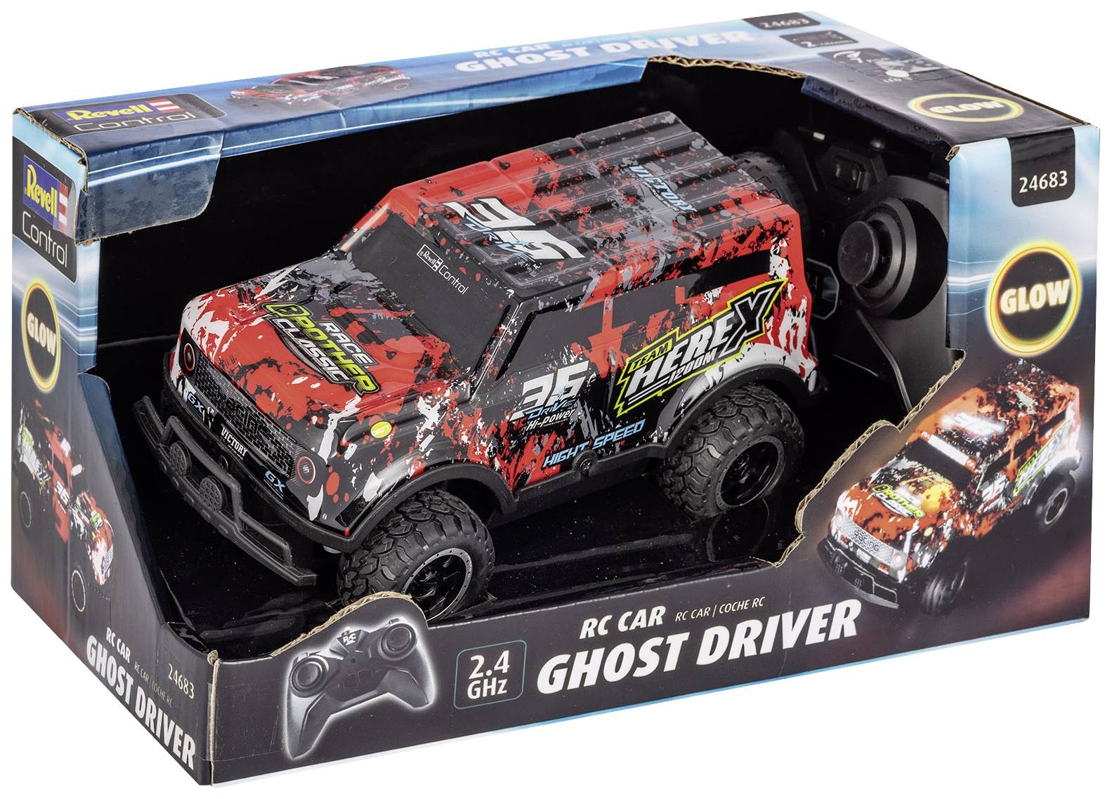 Revell Control 24683 Ghost Driver 1:22 RC model car for beginners Electric Road version Incl. light effects