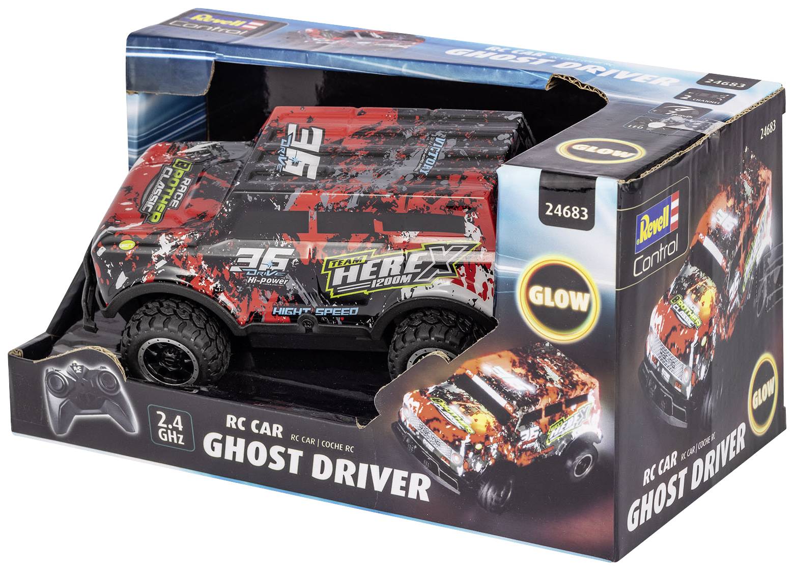Revell Control 24683 Ghost Driver 1:22 RC model car for beginners Electric Road version Incl. light effects