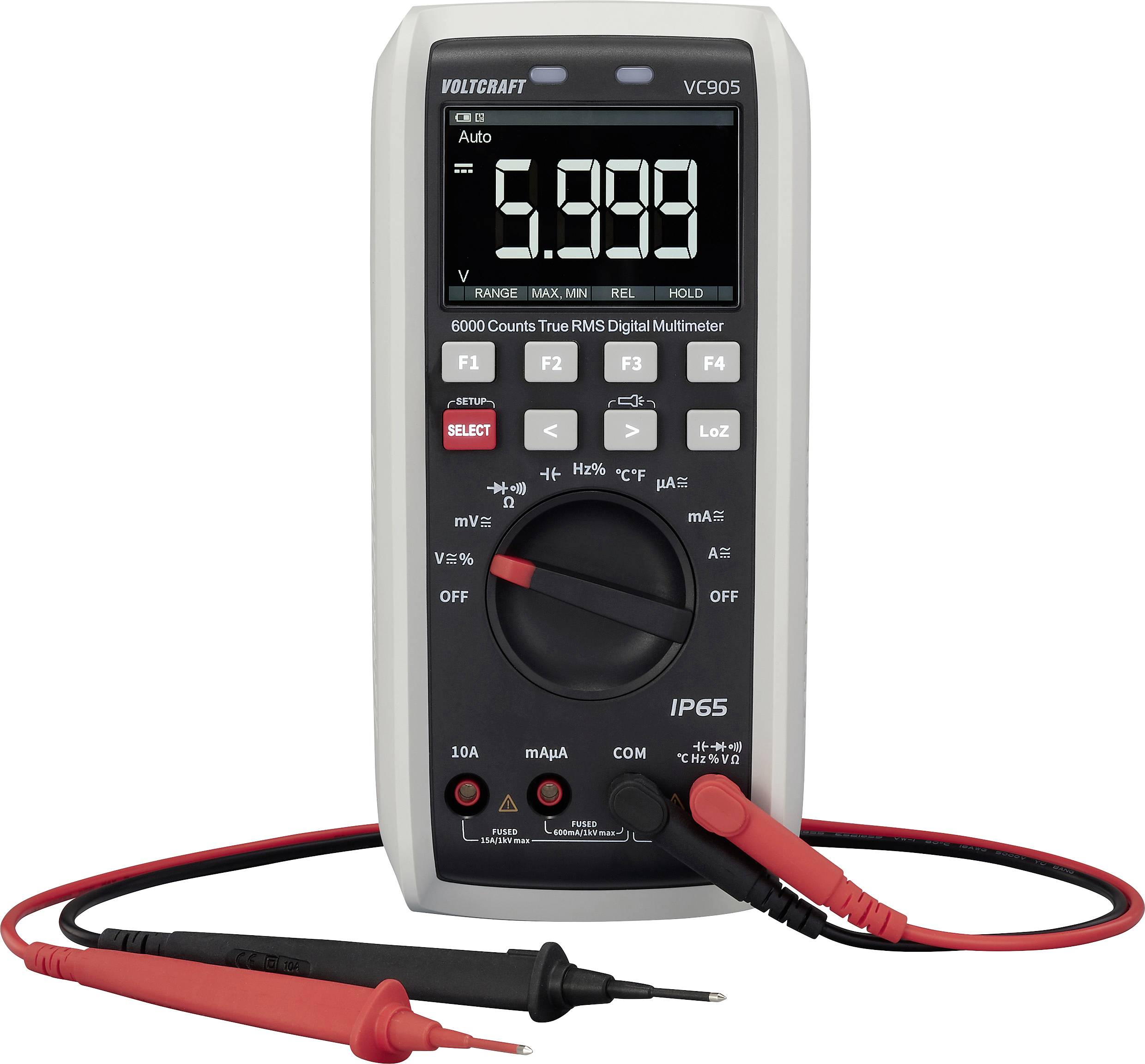 VOLTCRAFT VC905 Handheld multimeter Calibrated to (ISO standards) Digital LoZ CAT III 1000 V, CAT IV 1000 V Display (counts): 6000