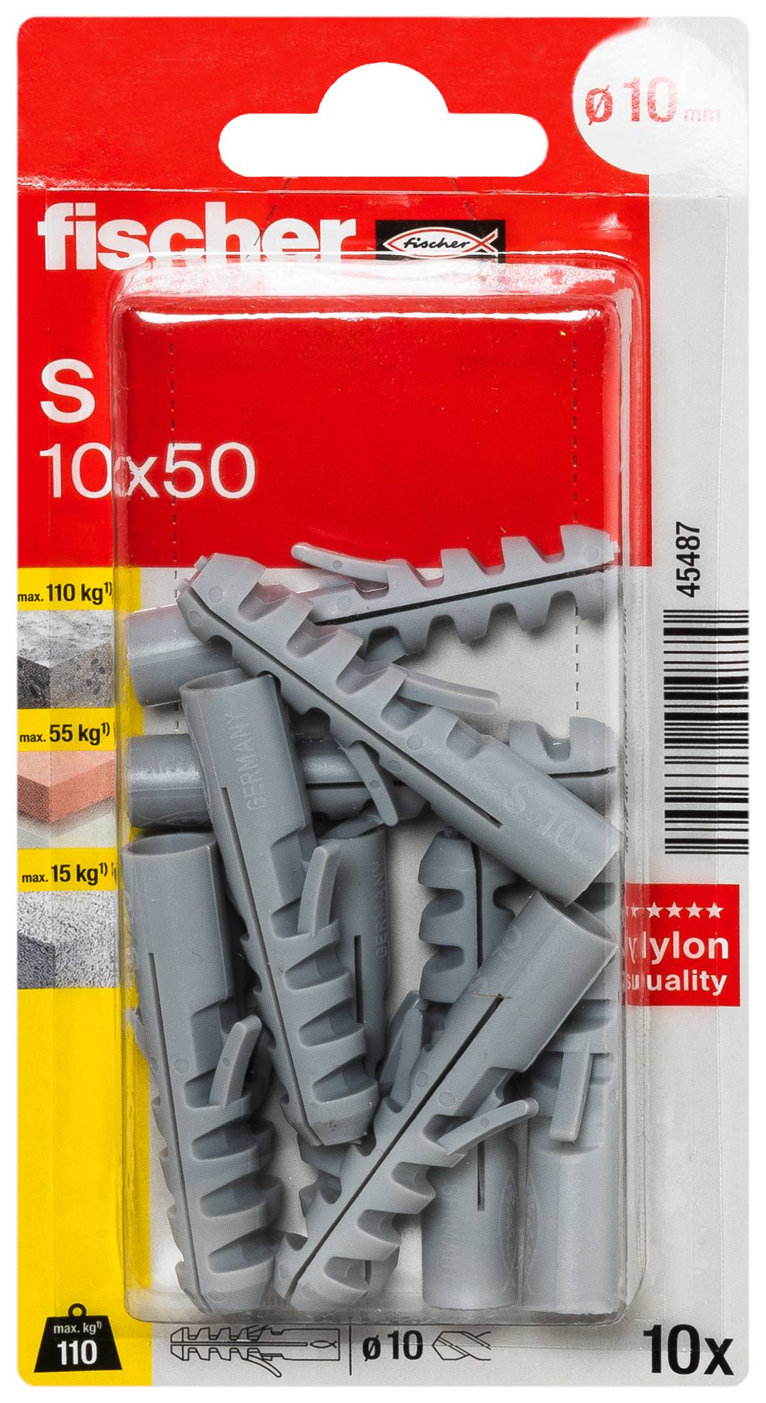 Grey plastic wall plug on a white background, with four flexible wings for secure anchoring in walls or other surfaces.