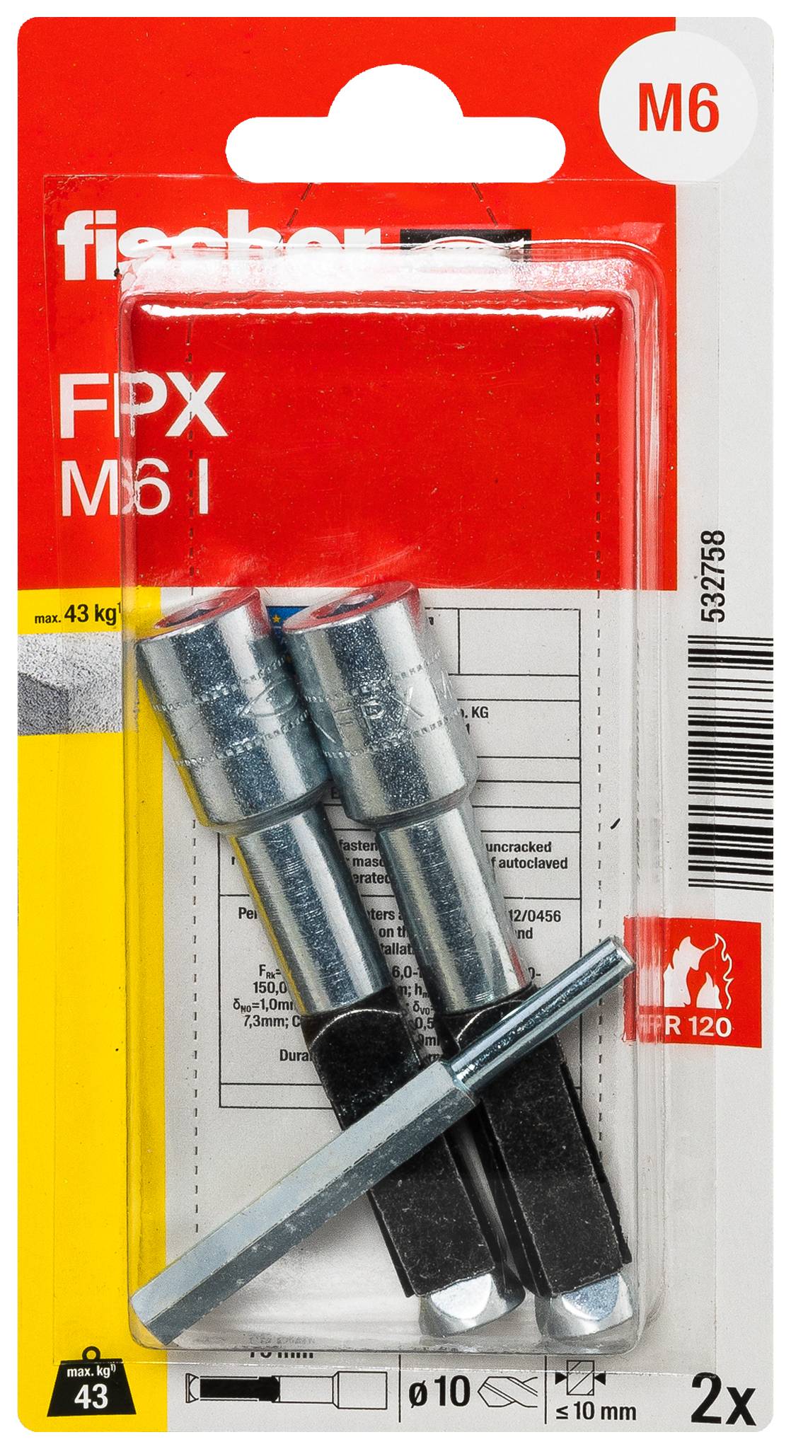 A cylindrical metal tool with a black hexagonal head and a silver shaft. It could serve as an adapter or connector.