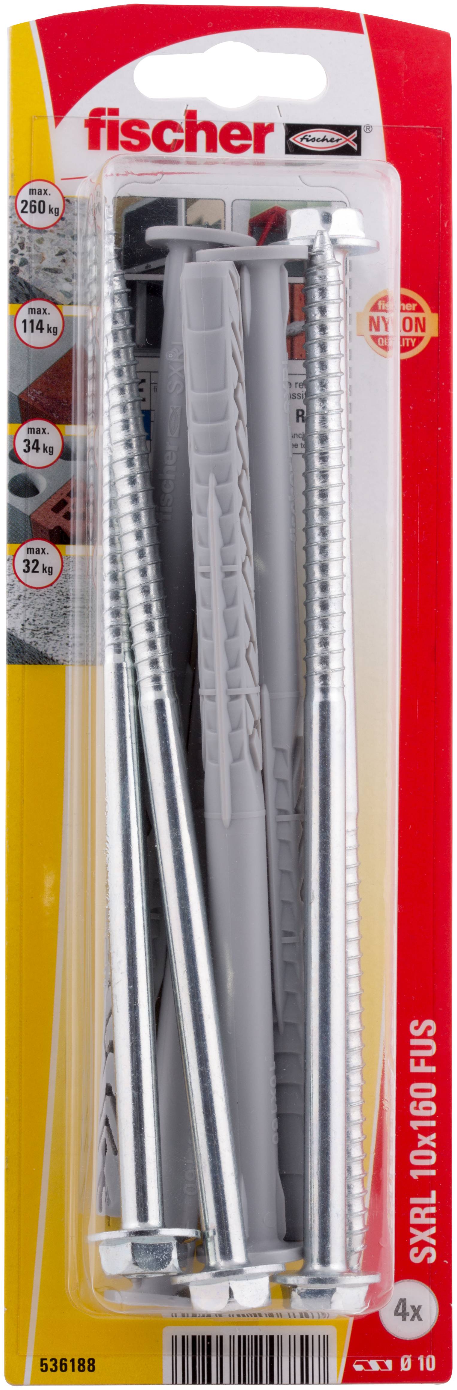 A grey wall plug with a screw, suitable for secure fixing in solid building materials.