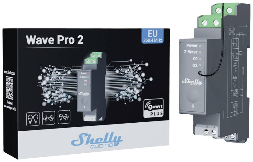 Shelly Qubino Wave PRO 2 DIN rail mount relay Z-Wave