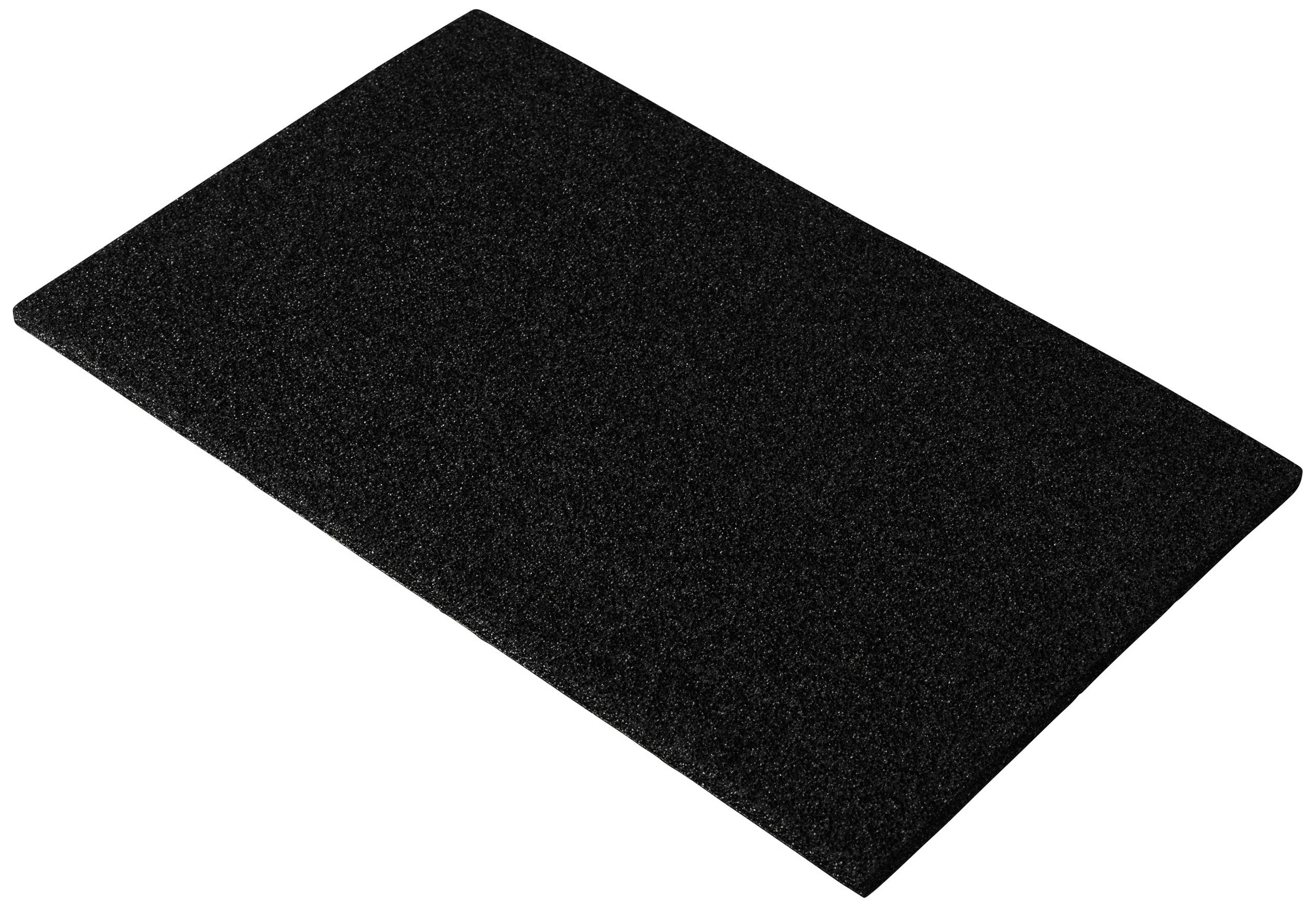 A rectangular black piece of foam lying flat.
