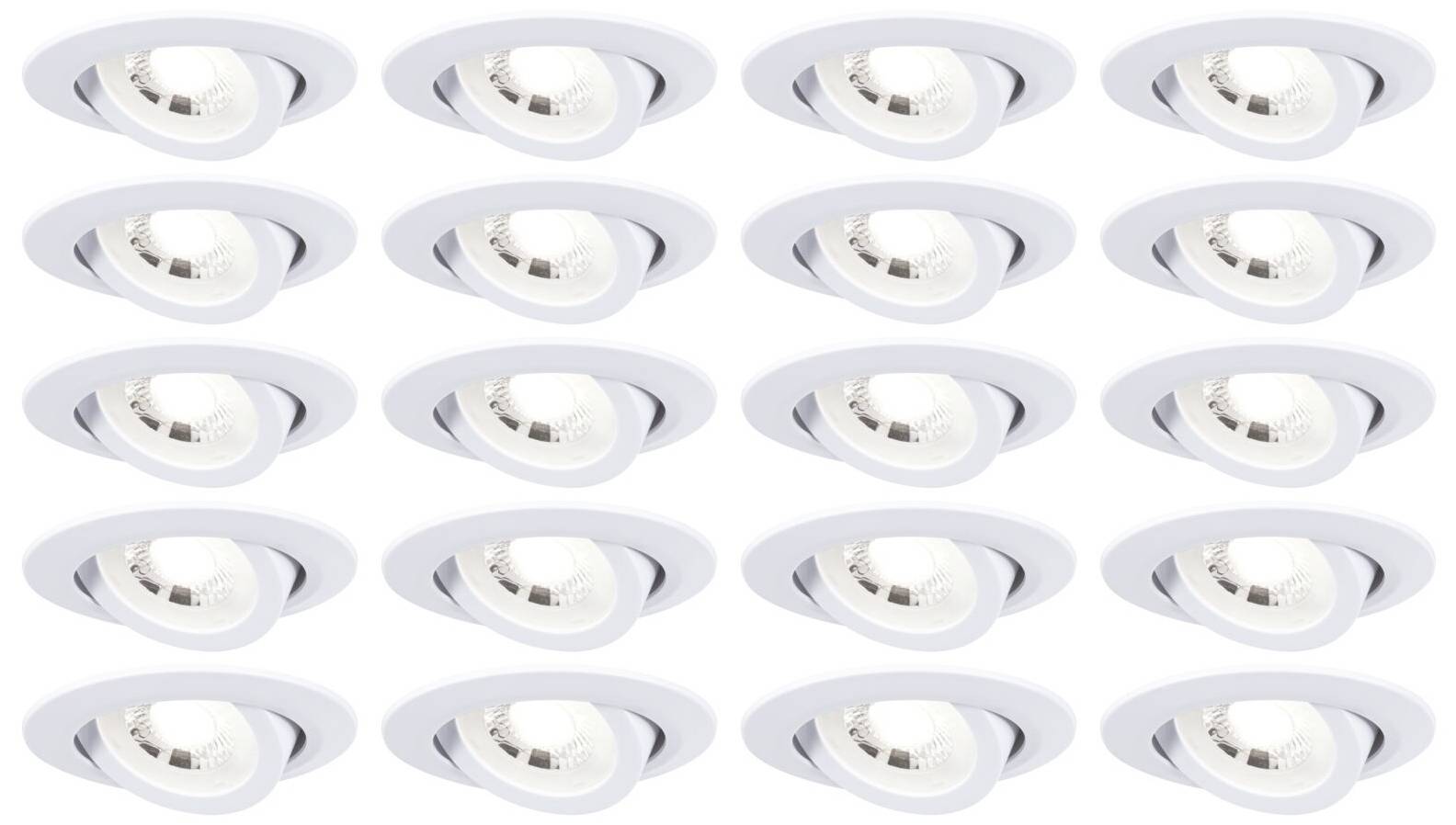 Sixteen white recessed spotlights are arranged in a symmetrical grid.