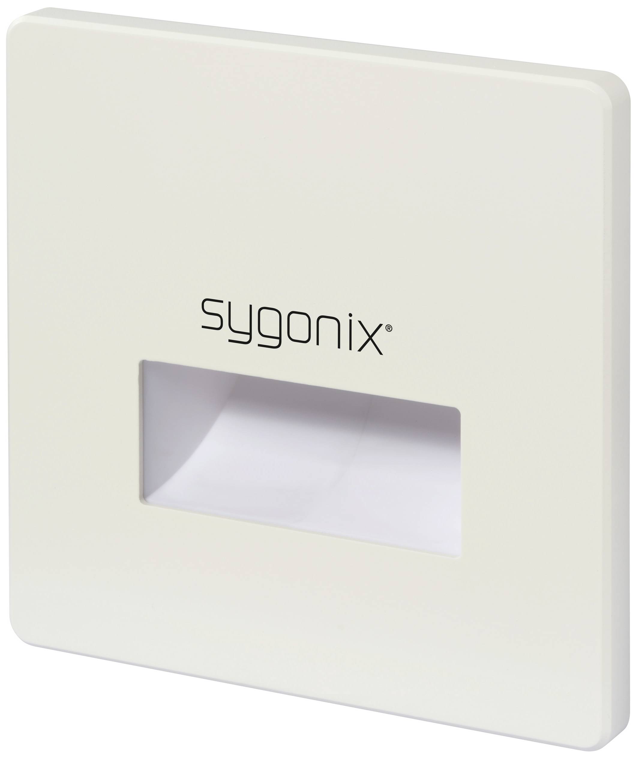 Beige socket or switch cover by Sygonix with a rectangular cut-out in the centre.