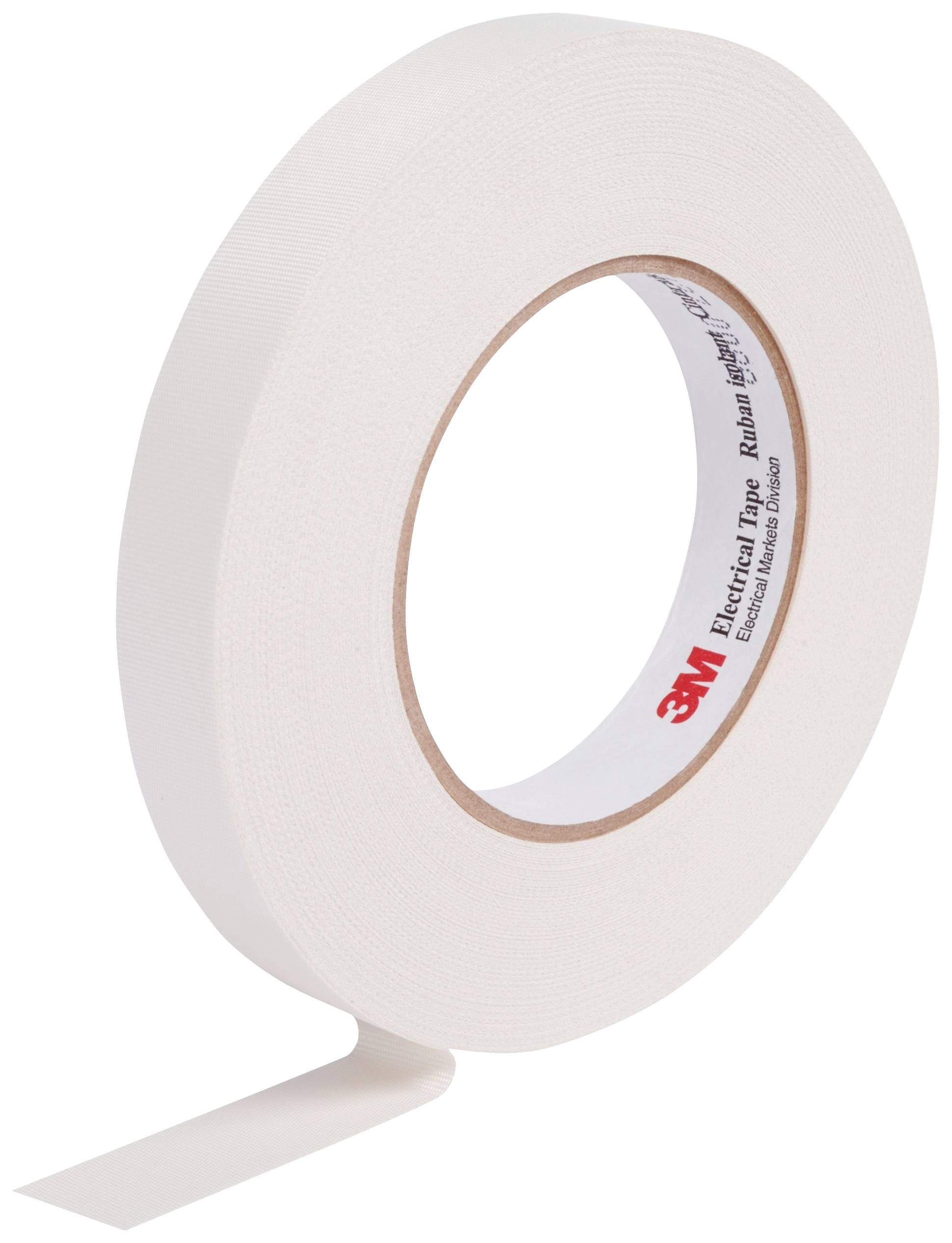 White roll of insulating tape on a white background, partially unrolled.
