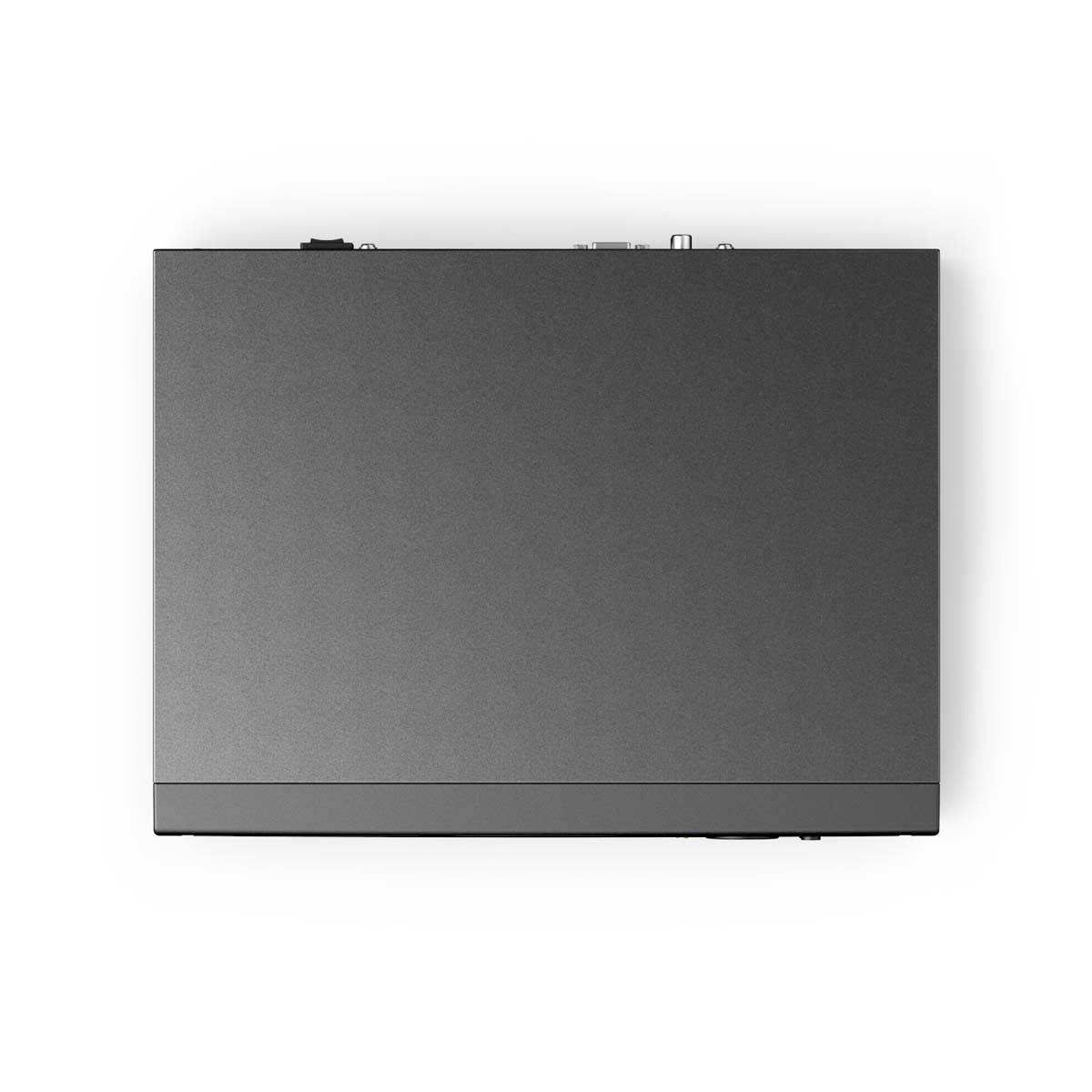 A black, rectangular suitcase with a handle and corner reinforcements.