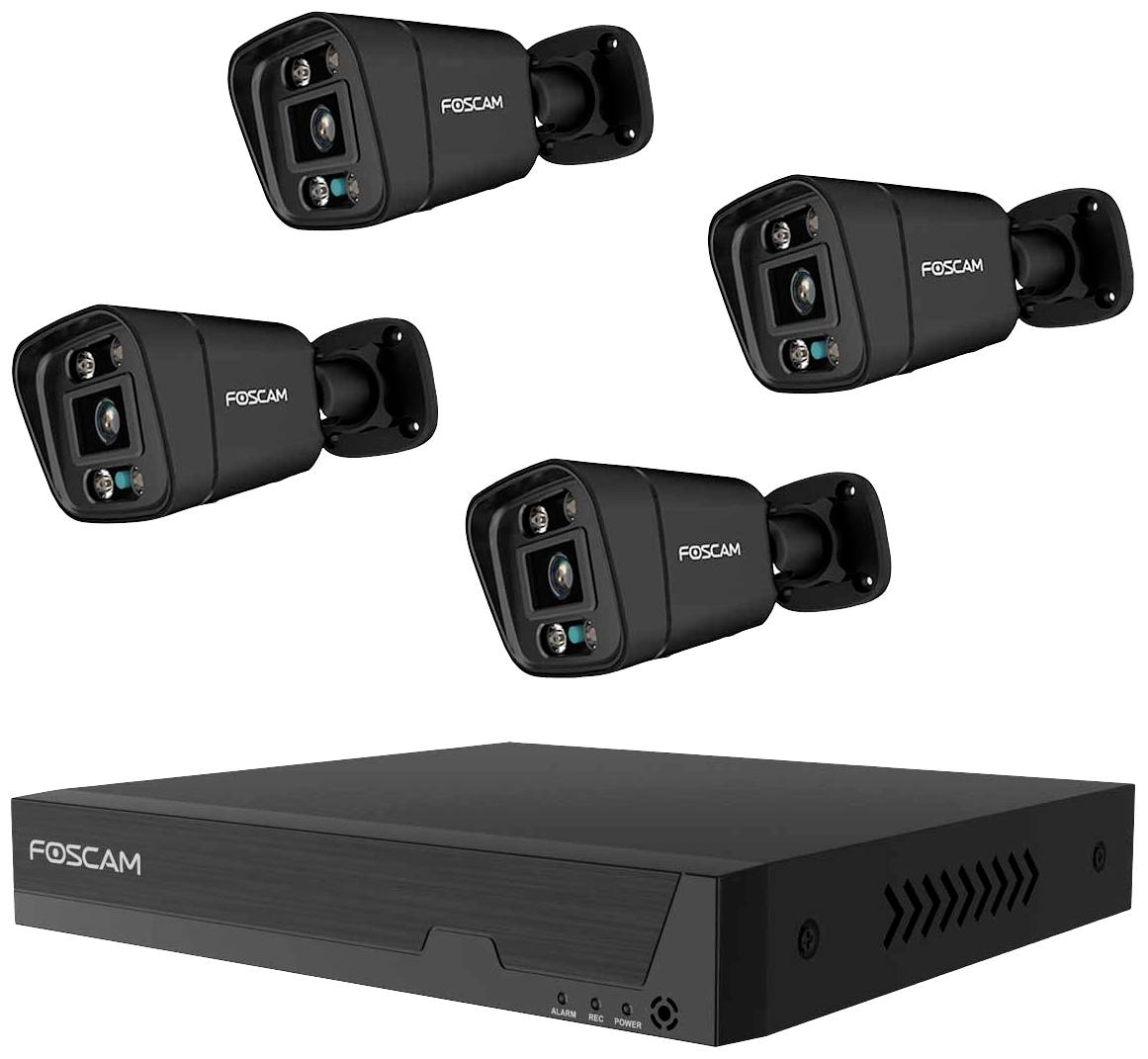 Foscam FN9108E-B4-2T black LAN IP-CCTV camera set 8-channel incl. 4 cameras 3840 x 2160 p