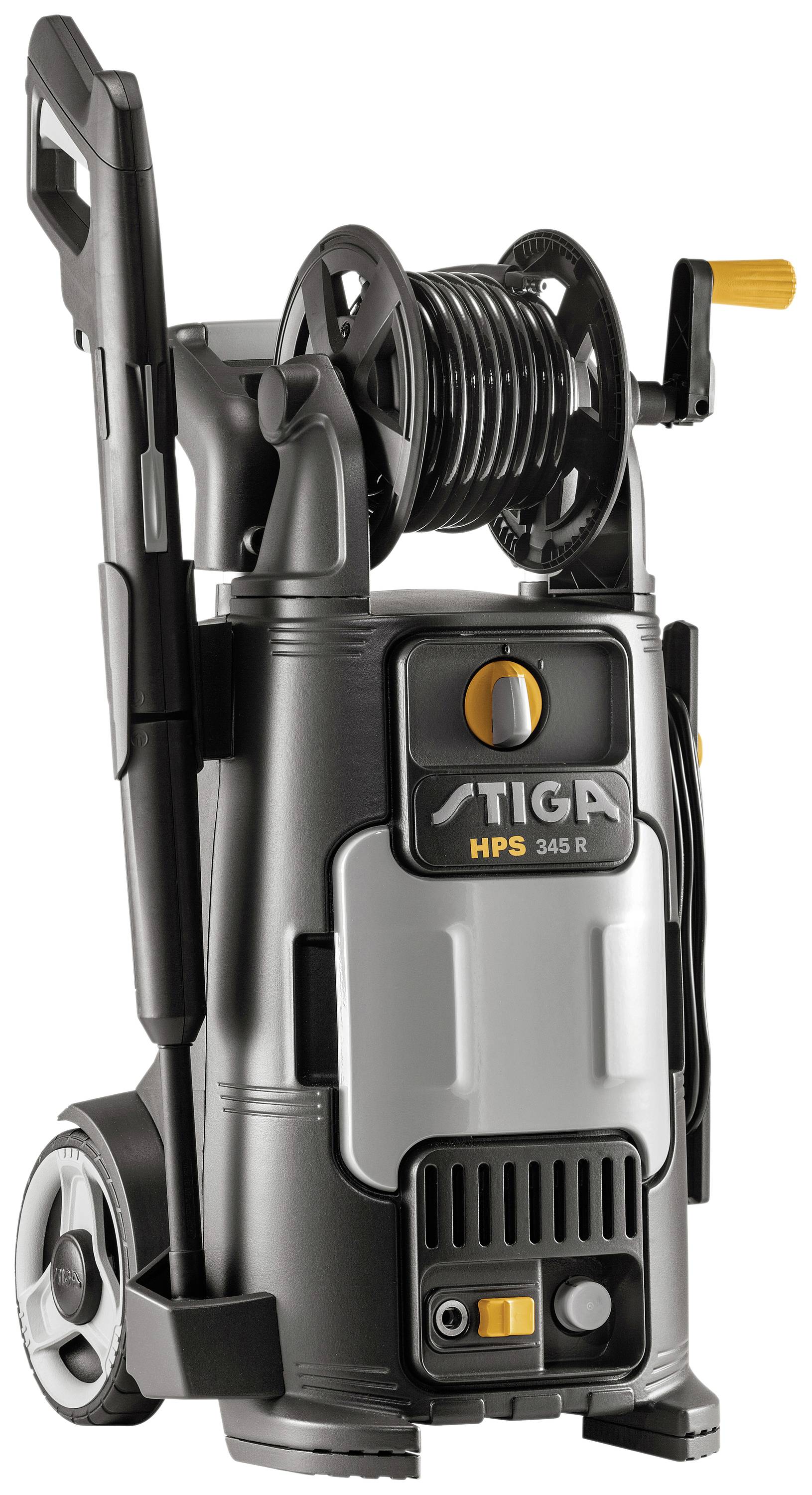 'High-pressure washer with hose reel, wheels and handle, model designation 'HPS 345 R''