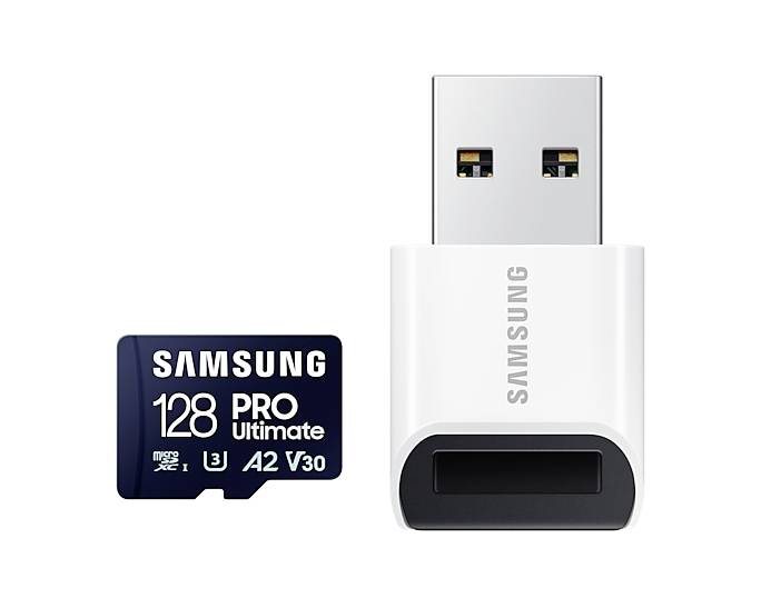 Samsung PRO Ultimate microSD card 128 GB Class 3 UHS-I , v30 Video Speed Class, A2 Application Performance Class incl. USB card