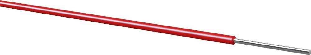 A long, thin, red rod with a metallic end, isolated on a white background.