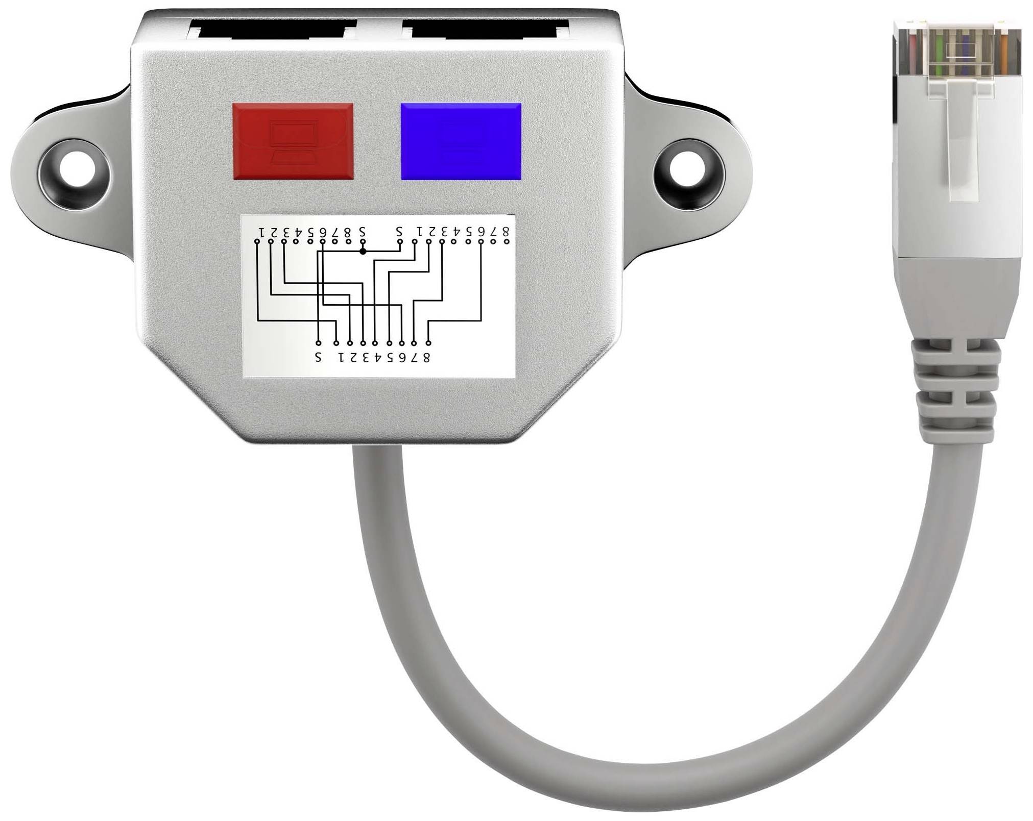 Goobay RJ45 Networks Y adapter CAT 5 [1x RJ45 plug - 2x RJ45 socket] Metallic silver