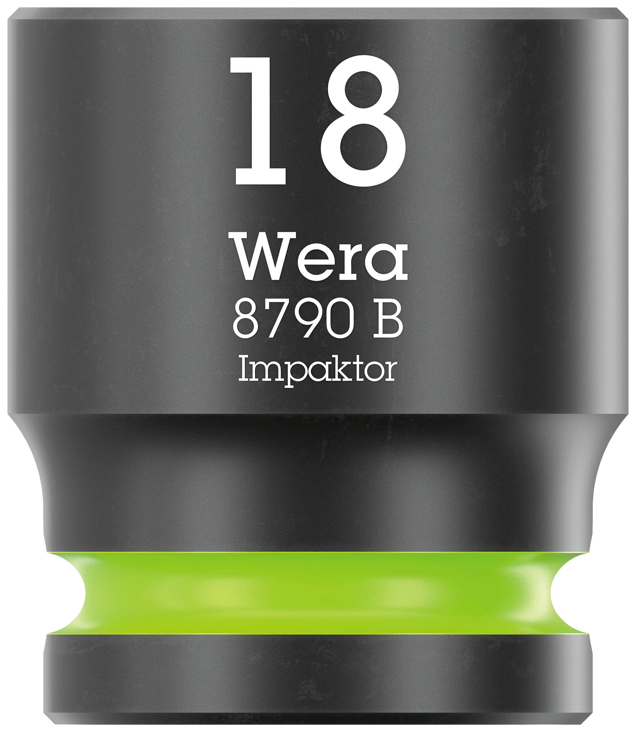 Wera socket insert, size 18, model 8790 B Impaktor with a green ring for enhanced durability.