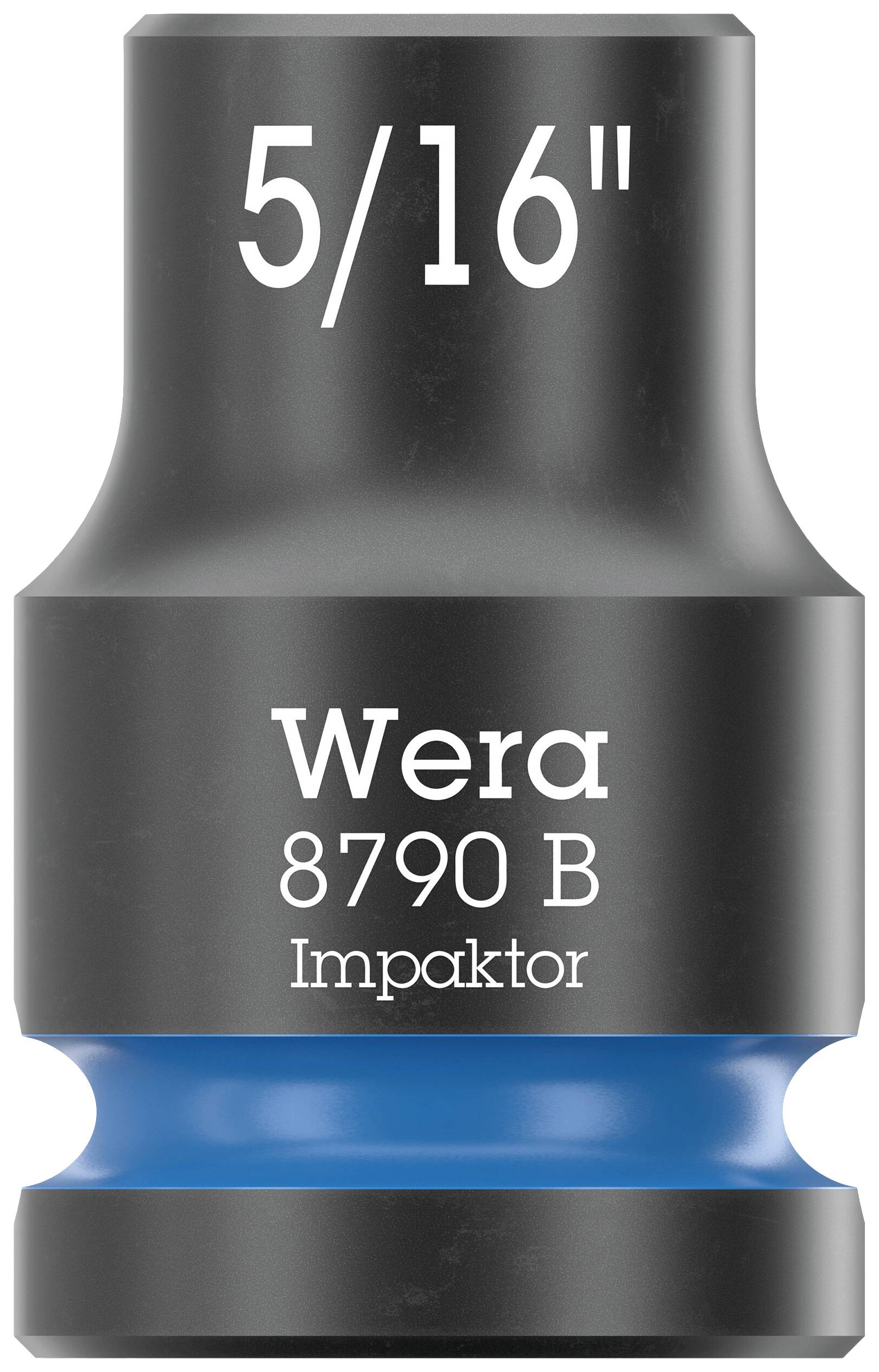 'Wera 8790 B Impaktor' Socket, 5/16 inch size, with blue marking, suitable for high loads.
