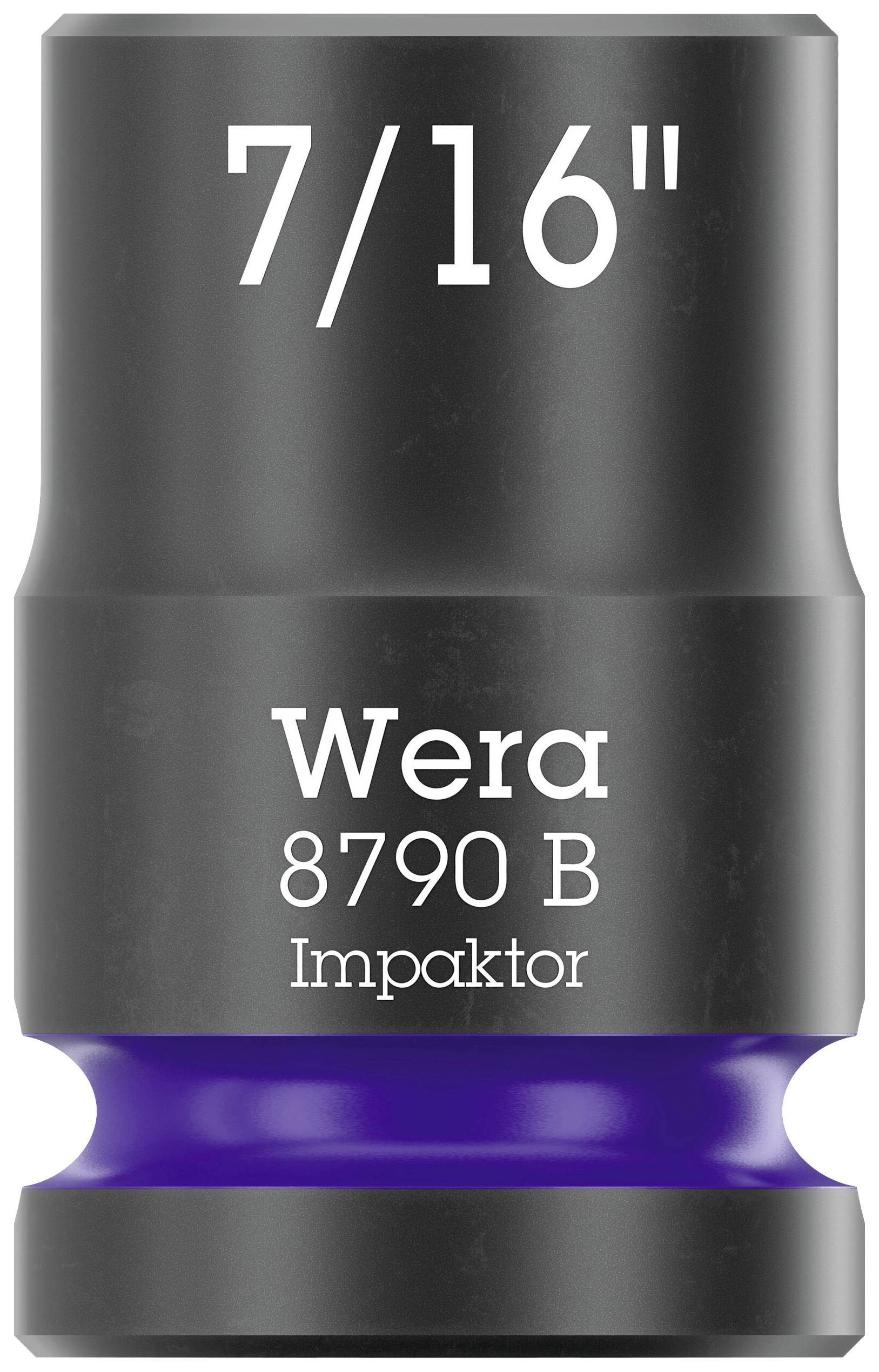 Socket by Wera, size 7/16 inch, Type 8790 B Impaktor with purple ring for improved grip during screw fastening.