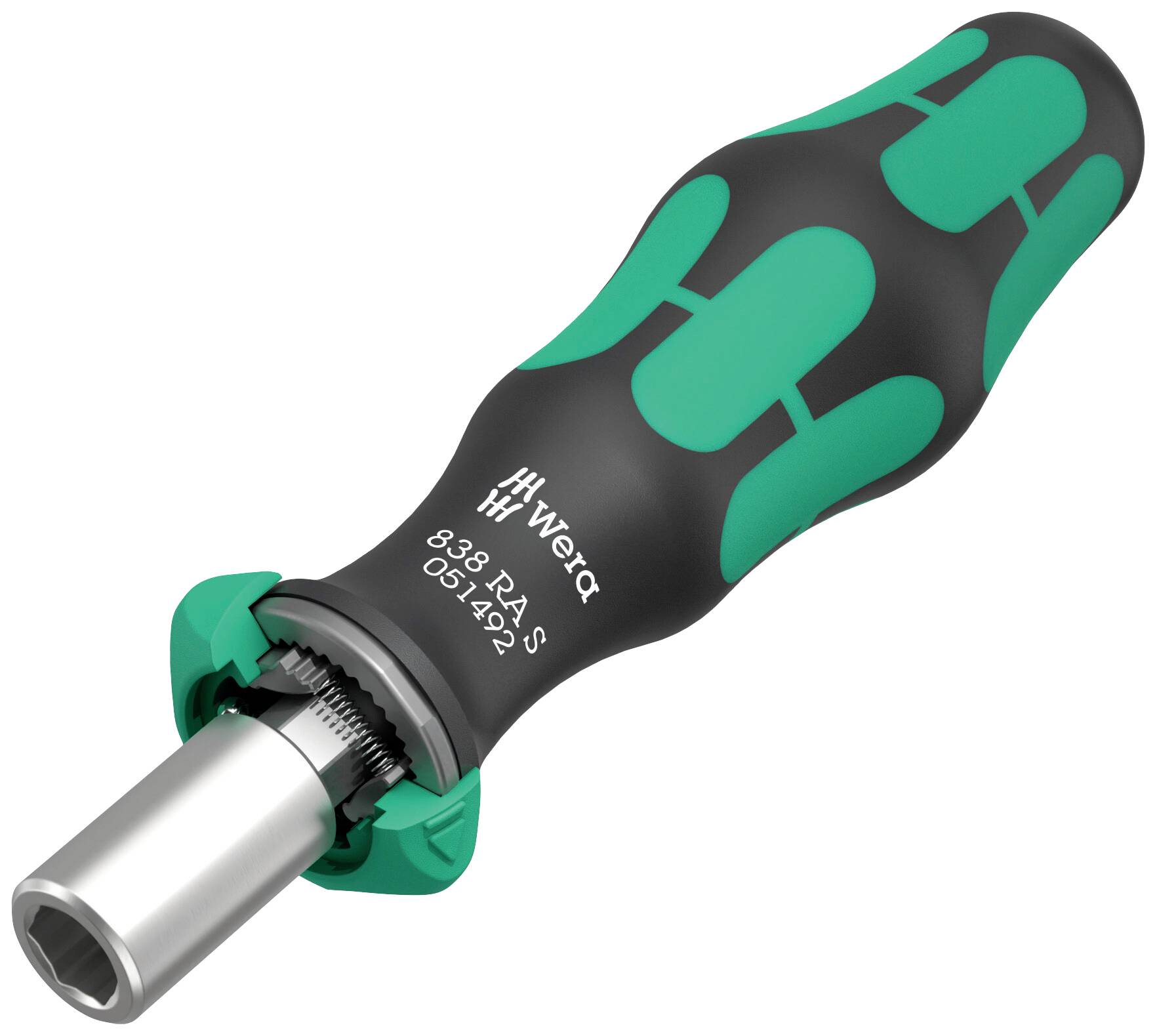 A screwdriver with a green and black handle, manufacturer 'Wera', model number '813/4A S'. Suitable for bits with a hexagonal shank.