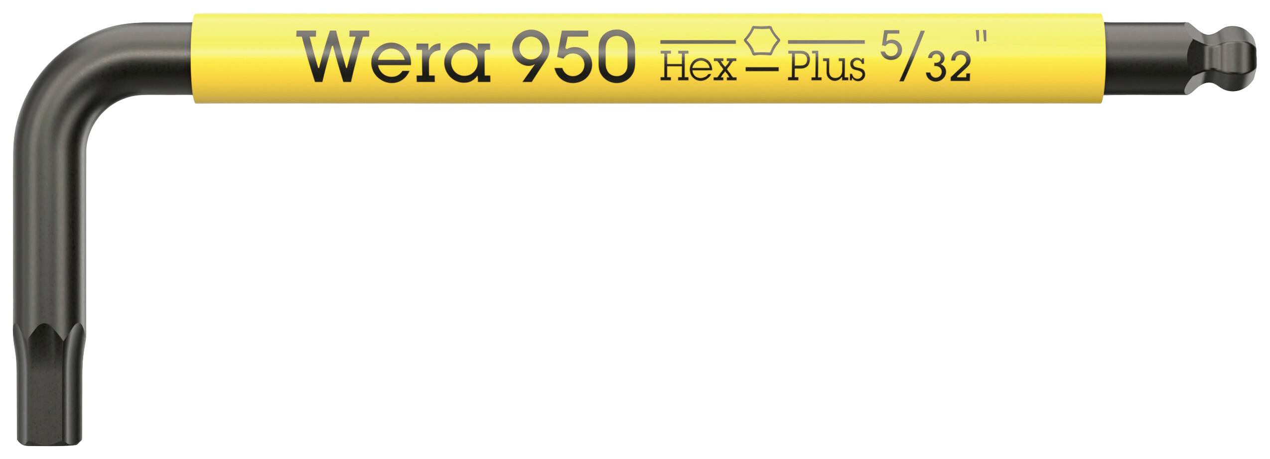 L-shaped hex key (Allen key), yellow, with inscription 'Wera 950 Hex-Plus 5/32