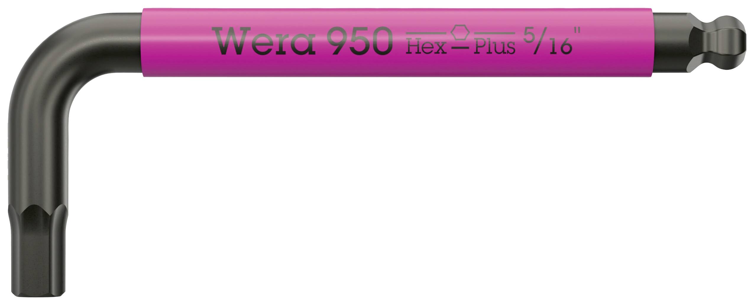 Wera hexagon key (Allen key) from the 950 model, with Hex-Plus technology, size 5/16 inch, with pink handle.
