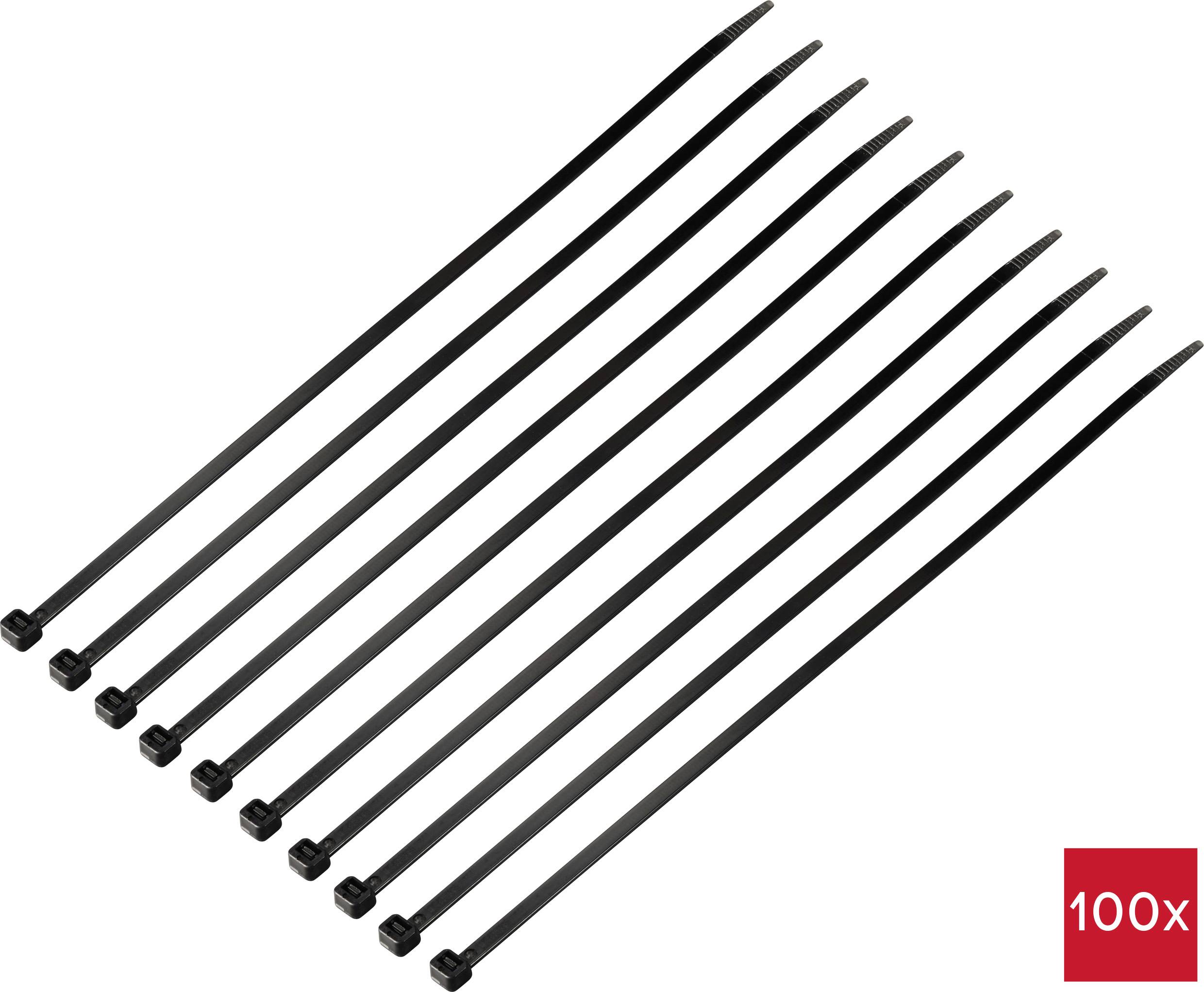 TRU COMPONENTS TC-12523700 Cable tie 300 mm 4.8 mm Black Frost-resistant 100 pc(s)