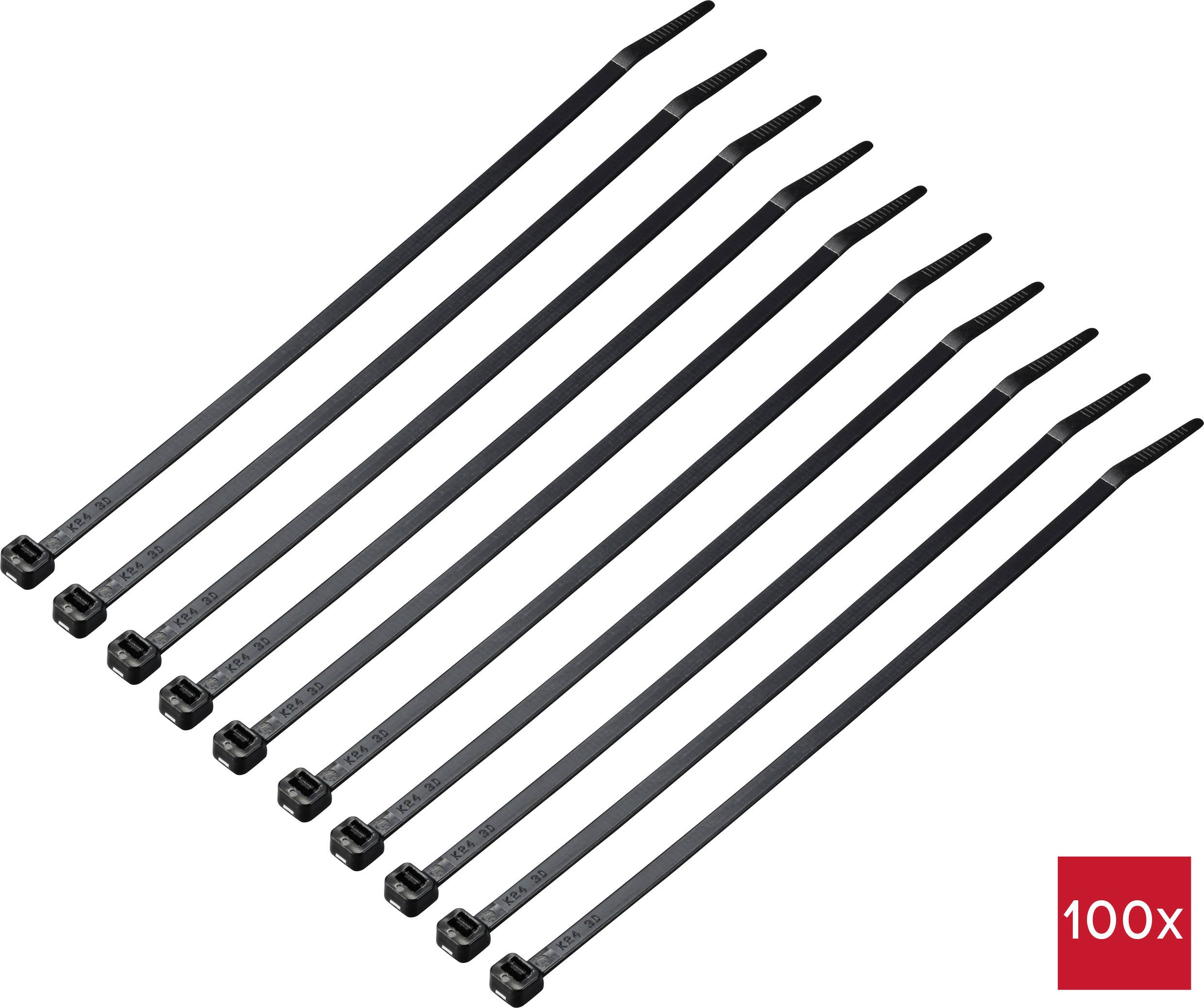 TRU COMPONENTS TC-12533360 Cable tie 200 mm 4.6 mm Black 100 pc(s)