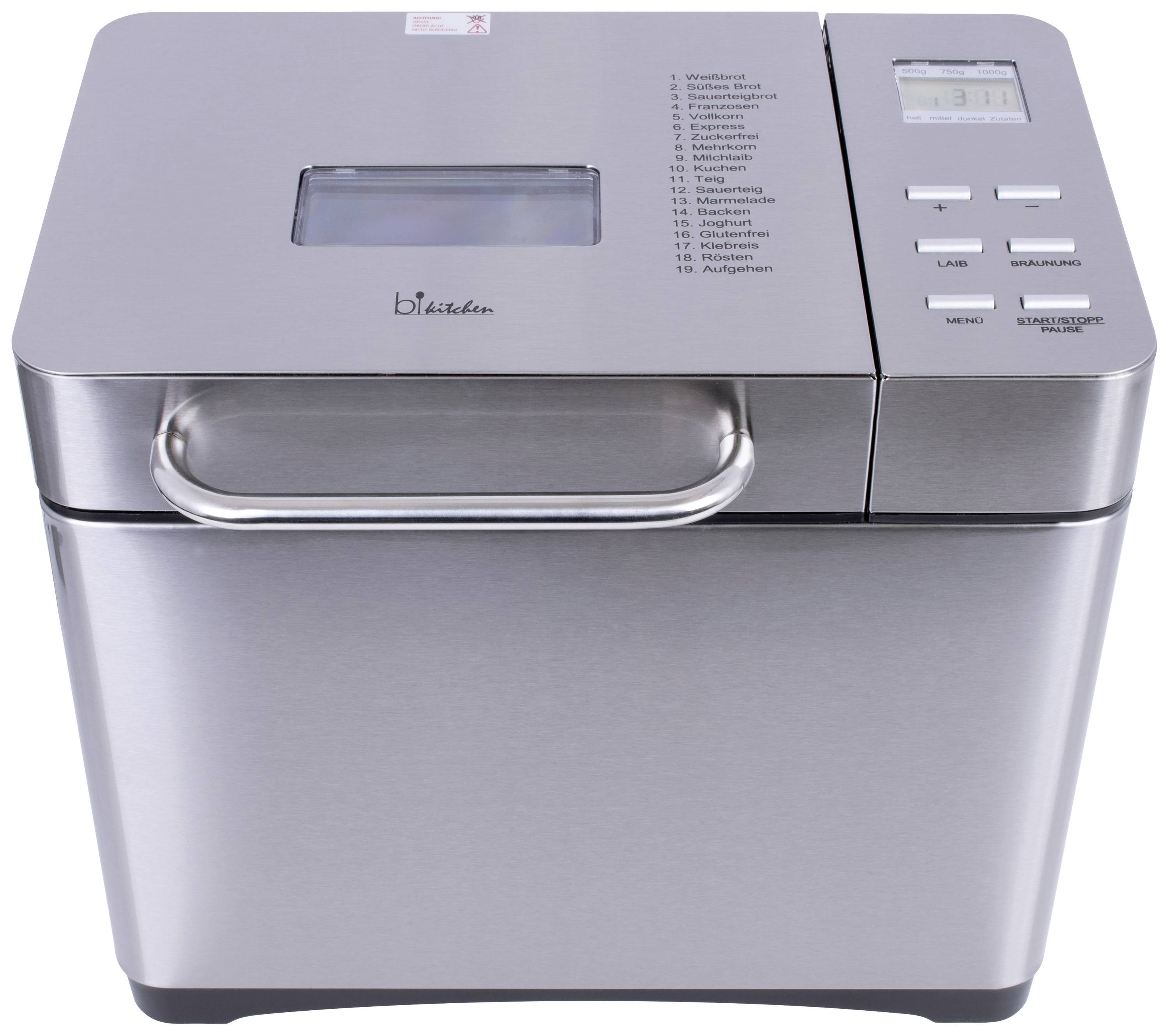 BiKitchen bake 501 Bread maker with graduated beaker, with display 2 l Inox finish