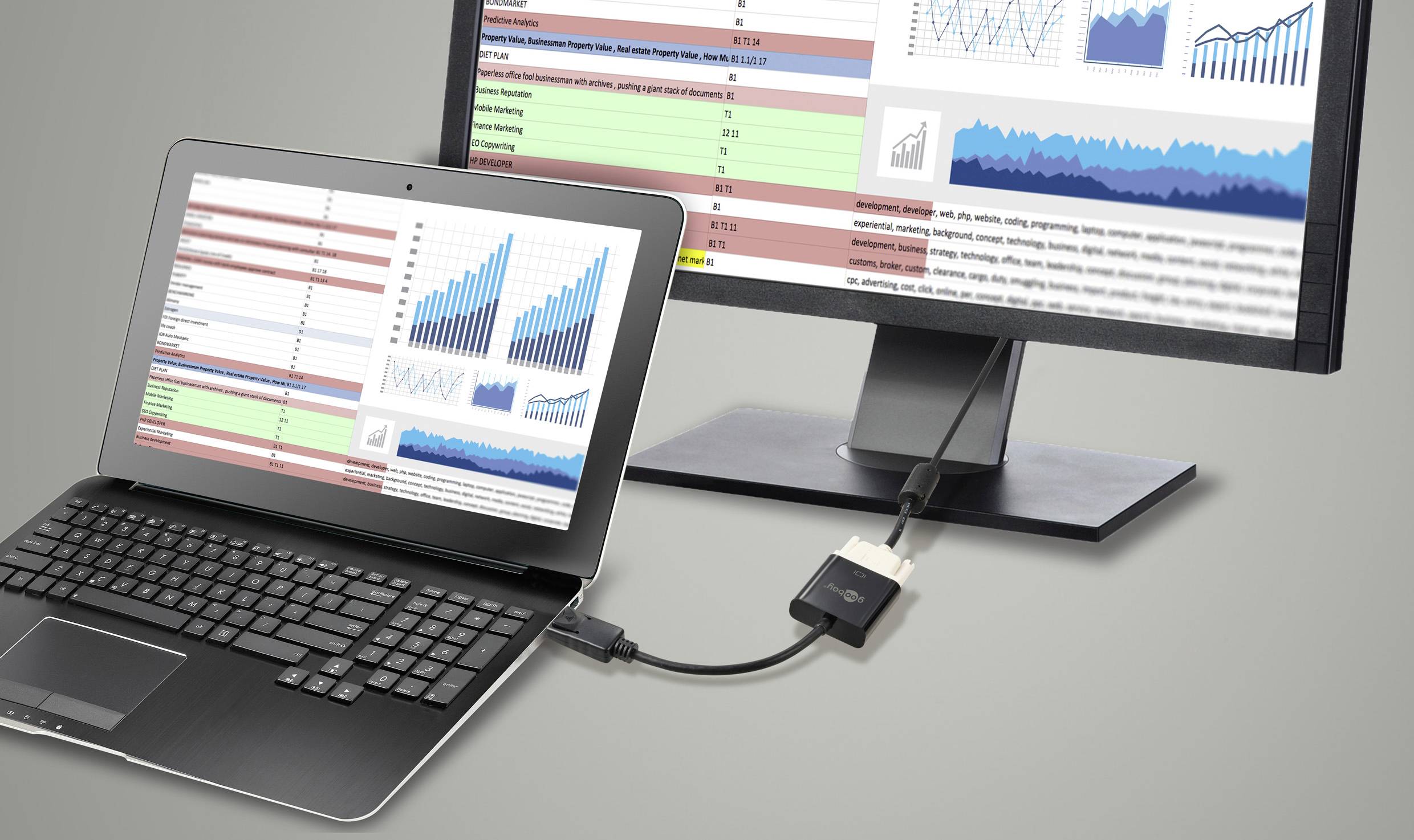 Goobay 69873 DisplayPort / DVI Adapter [1x DisplayPort plug - 1x DVI socket 25-pin] Black 0.15 m