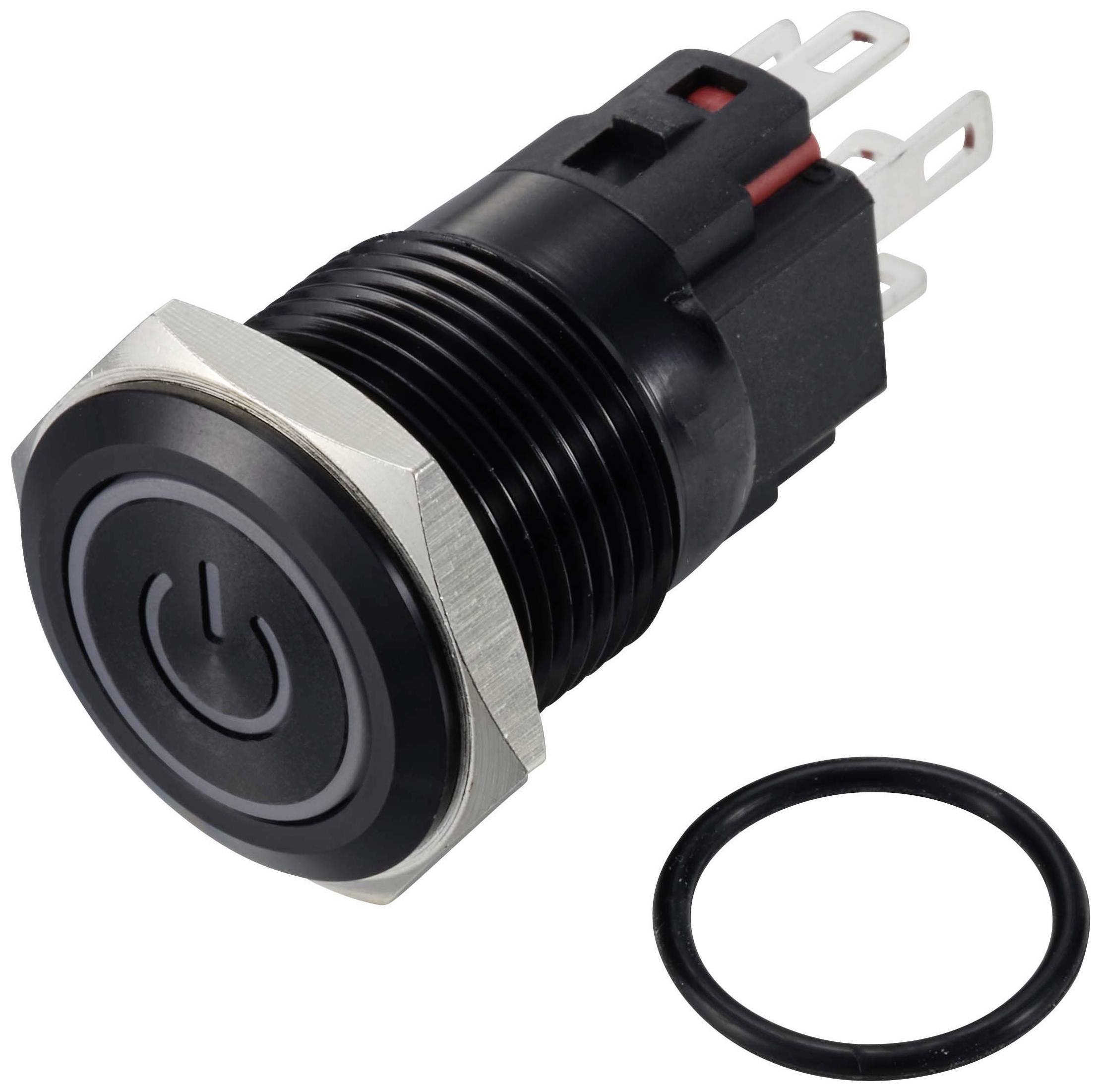 TRU COMPONENTS TC-12647444 Pushbutton 250 V AC 3 A 1 x Off/(On) IP65 Green momentary Aluminium (anodized) 1 pc(s)