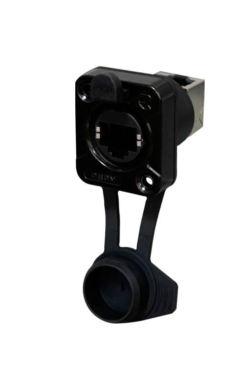 Rean AV RJ45 feed through, 90° up, IP65 Airtight RRE8F-Z-011-1 Socket, built-in Black 1 pc(s)