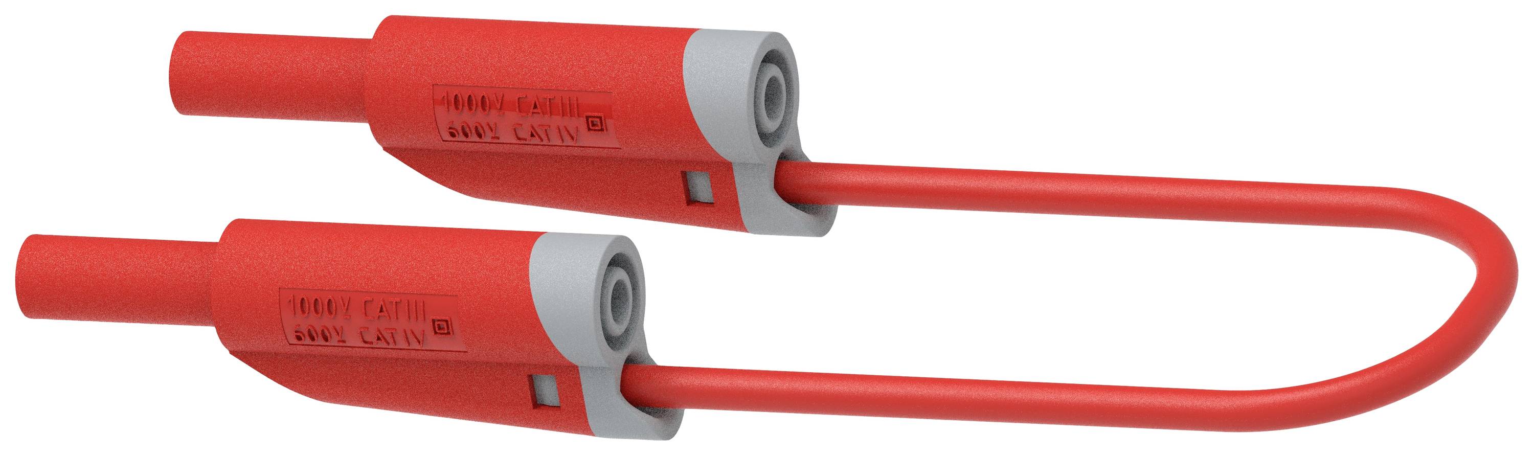 A red, U-shaped bicycle lock with a cylindrical locking mechanism and grey accents.