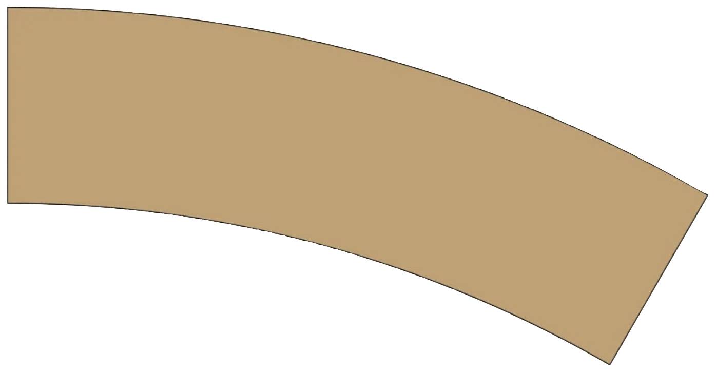 A brown, curved rectangle.