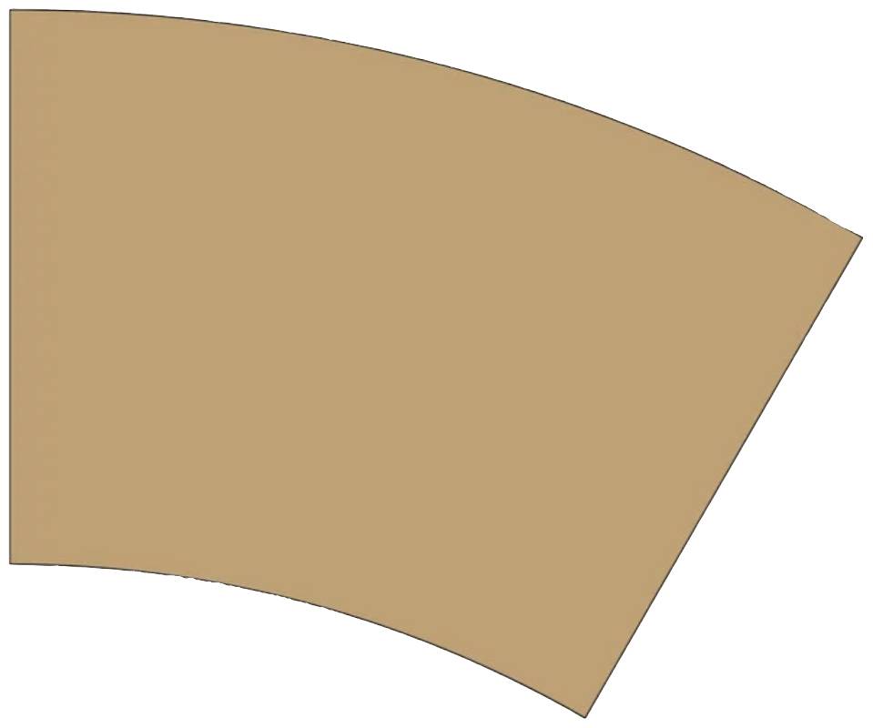Brown, curved, rectangle-like object on a white background.