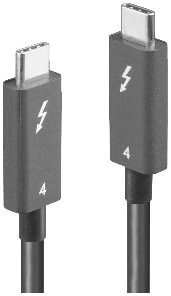 Two USB-C cables with Thunderbolt logo and the number '4', suitable for rapid data transfers between devices.