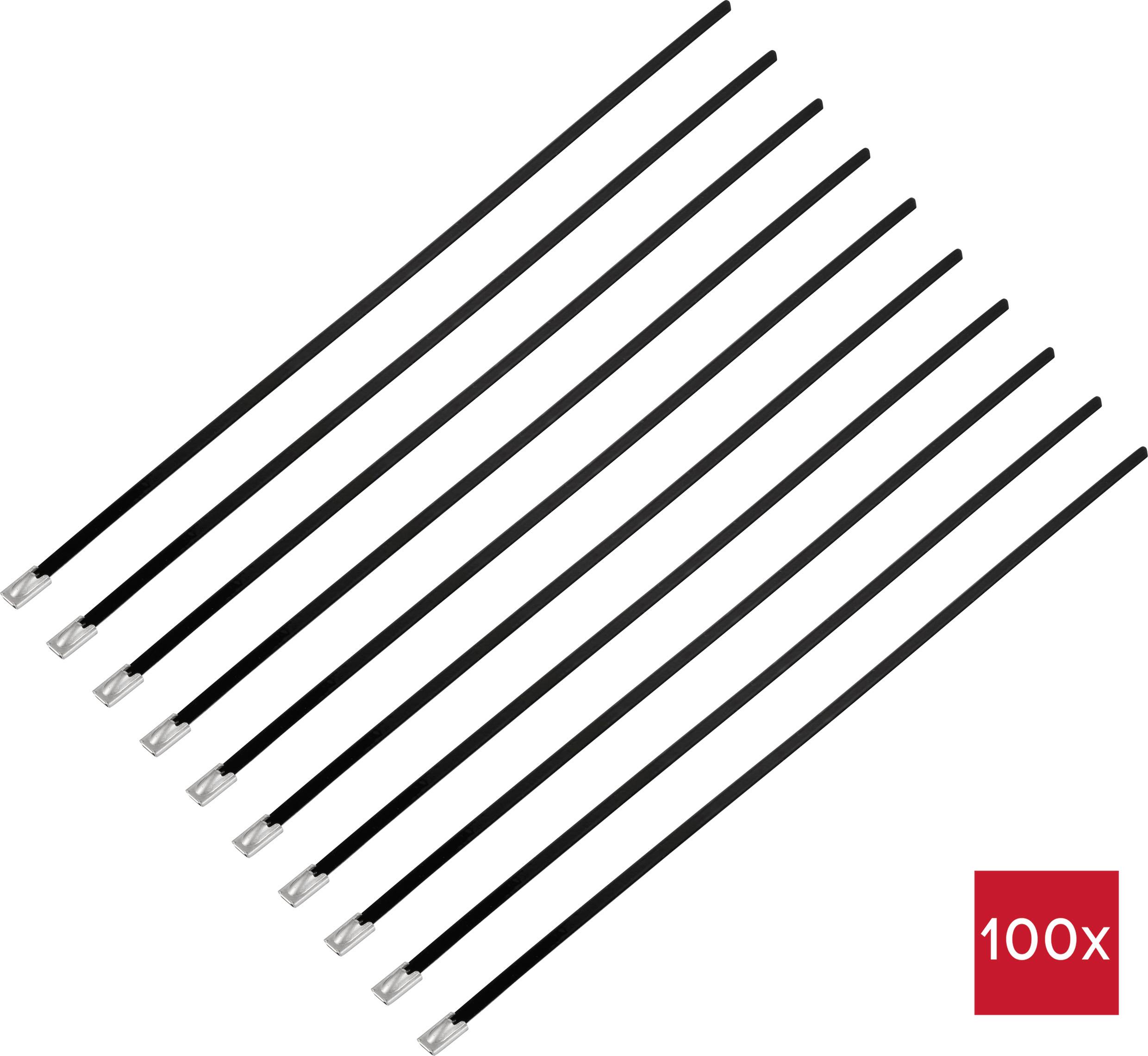 TRU COMPONENTS TC-12656544 Stainless steel ties 290 mm 4.6 mm AISI 304 Coated 100 pc(s)