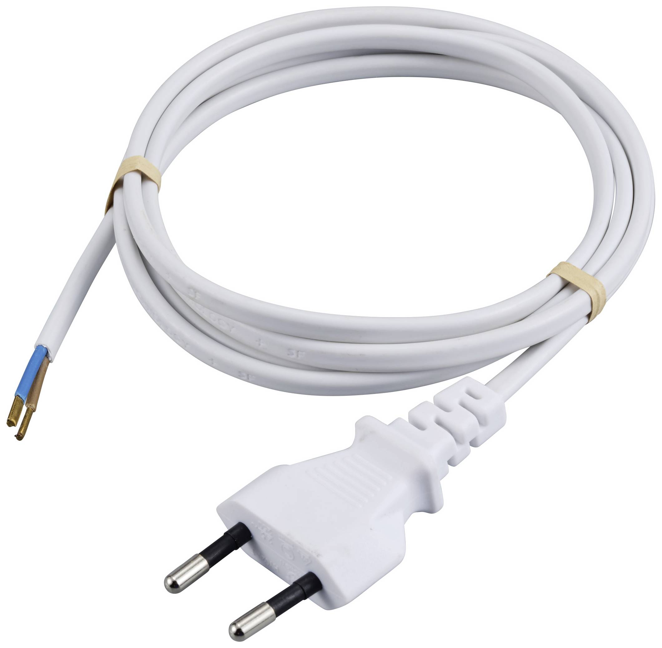 White network cable with plug and exposed wire ends, suitable for electrical connections.