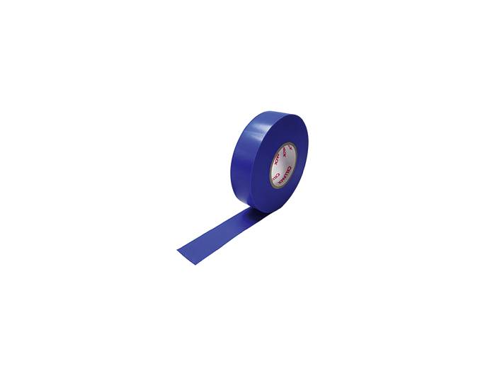 Blue adhesive tape, partially unrolled, on a white background.